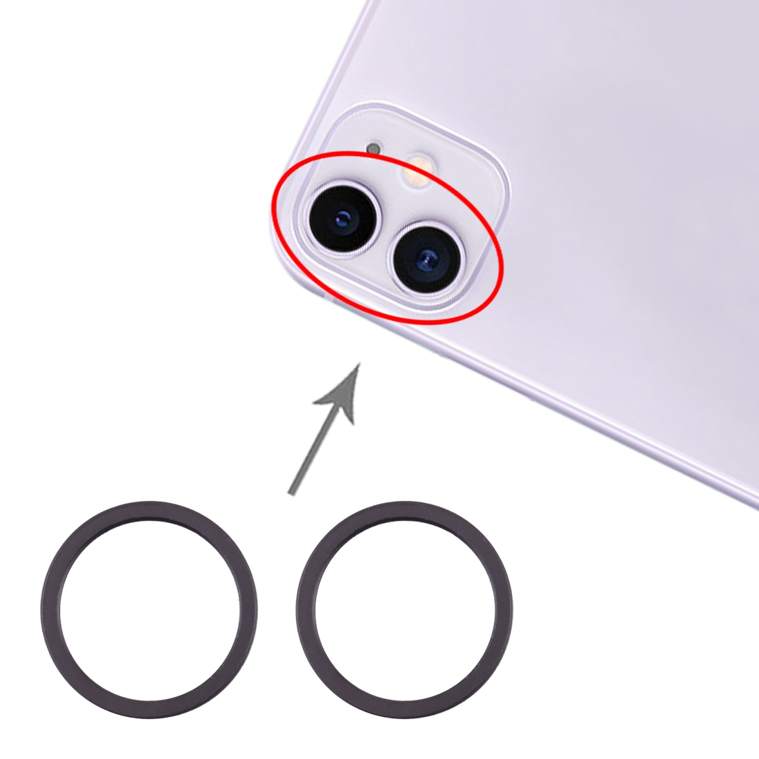 iPhone 11 Black Camera Lens Protector Ring 2 Pack - Image 5