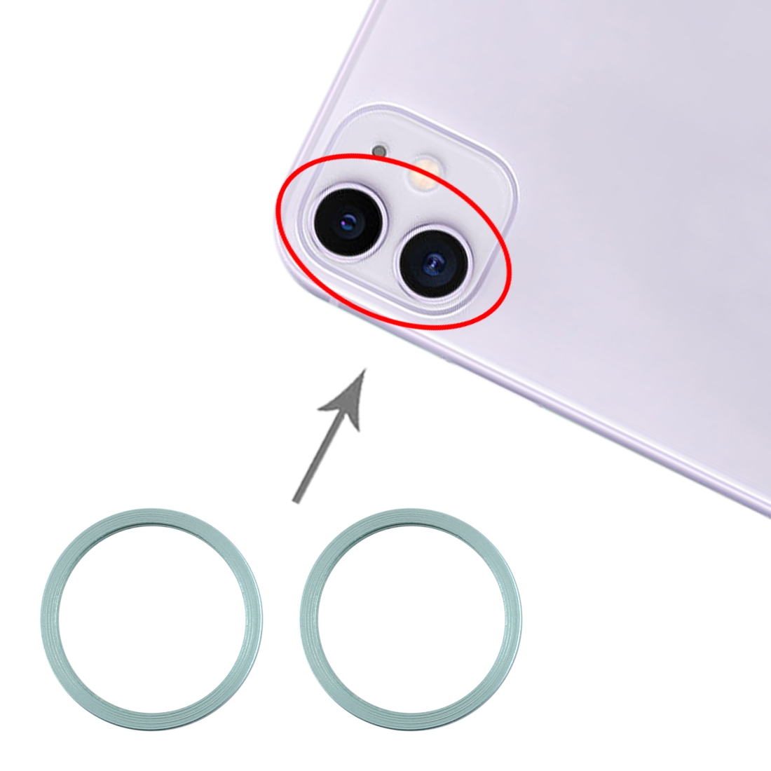 iPhone 11 Green Camera Lens Metal Protector Ring Set - Image 5