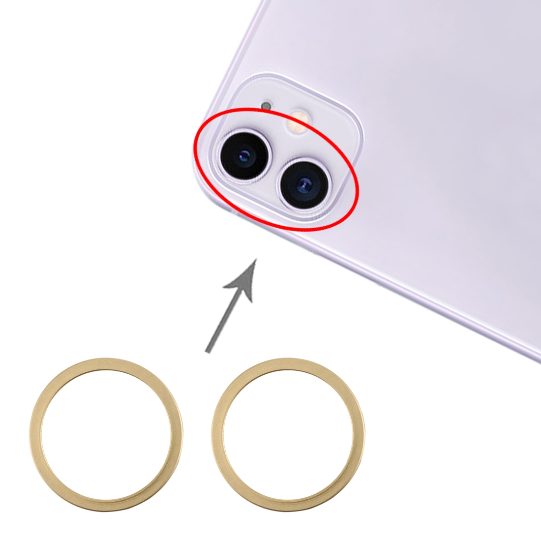iPhone 11 Gold Camera Lens Protector Ring Metal Hoop 2PCS - Image 5