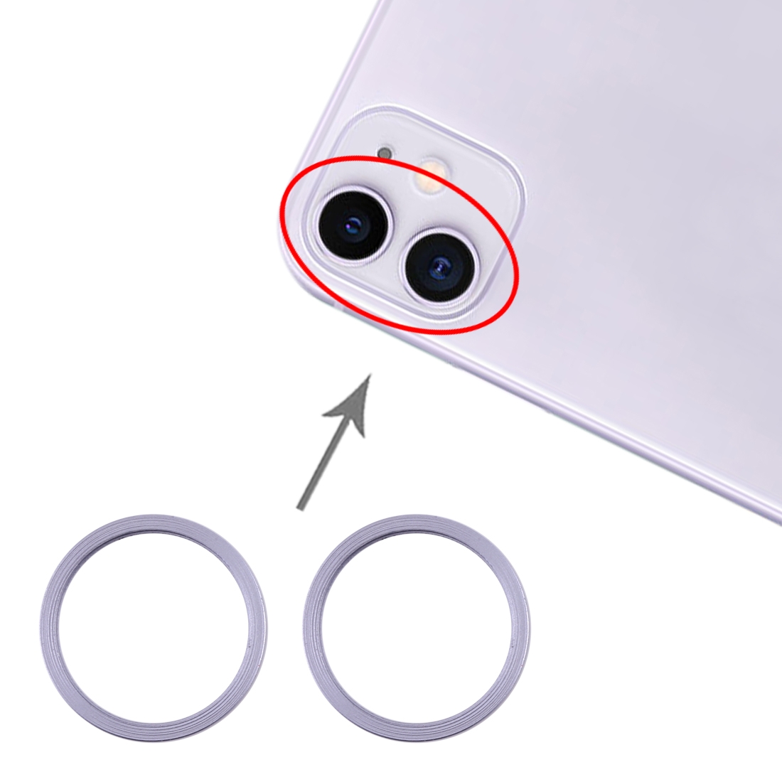 iPhone 11 Purple Camera Lens Metal Protector Ring 2PCS Set - Image 5