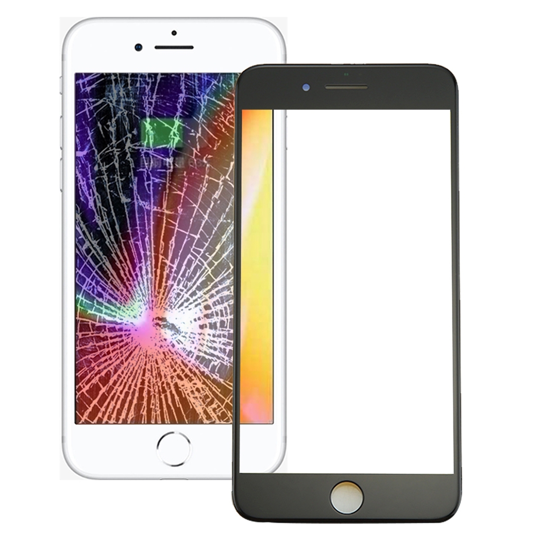 iPhone 8 Black Front Screen Glass Lens Assembly Kit