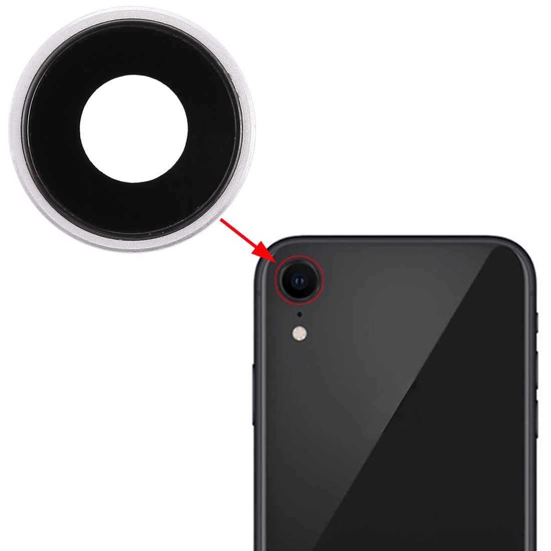 iPhone XR White Back Camera Bezel with Lens Cover - Image 4