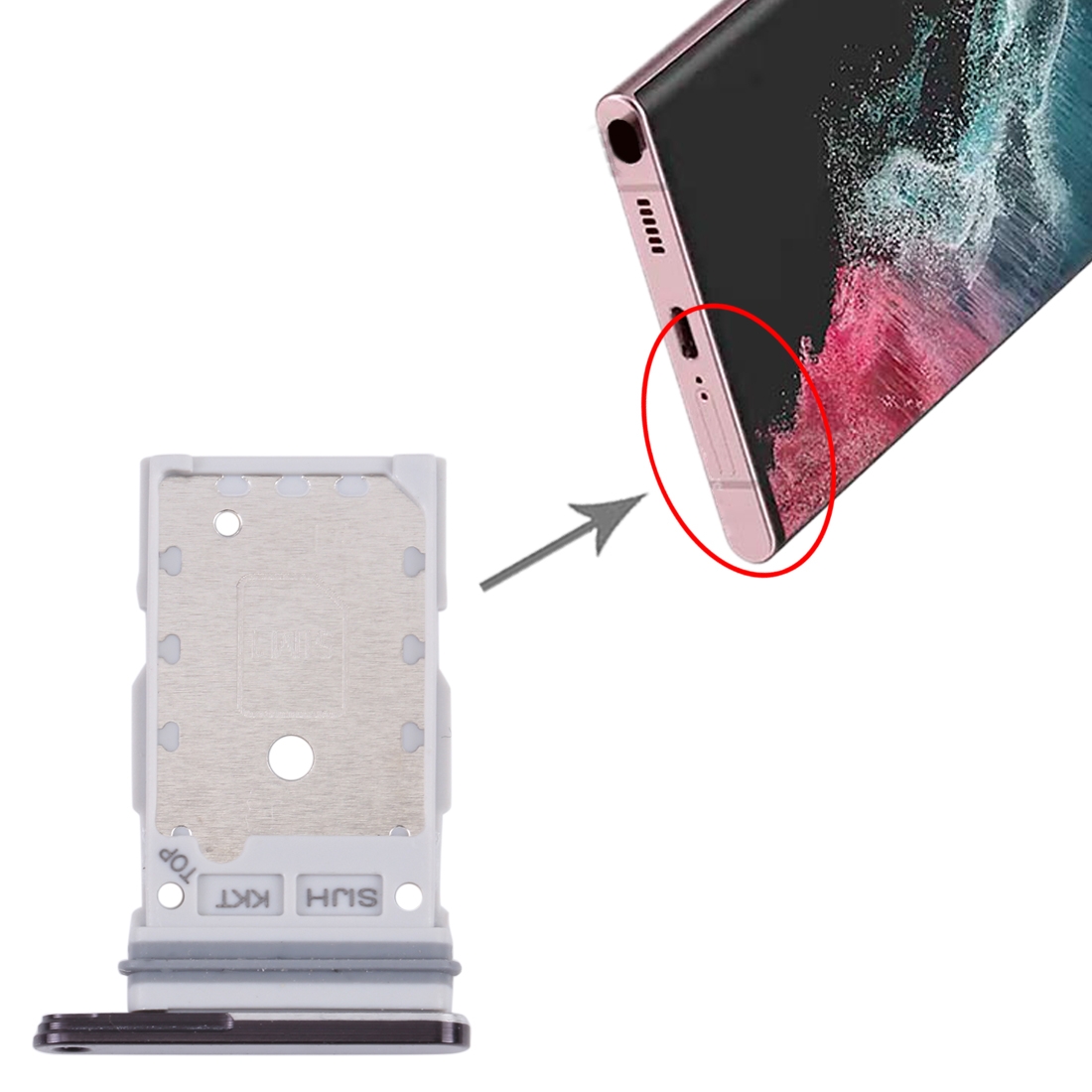 Samsung Galaxy S22 Ultra Black SIM Card Tray Replacement - Image 4
