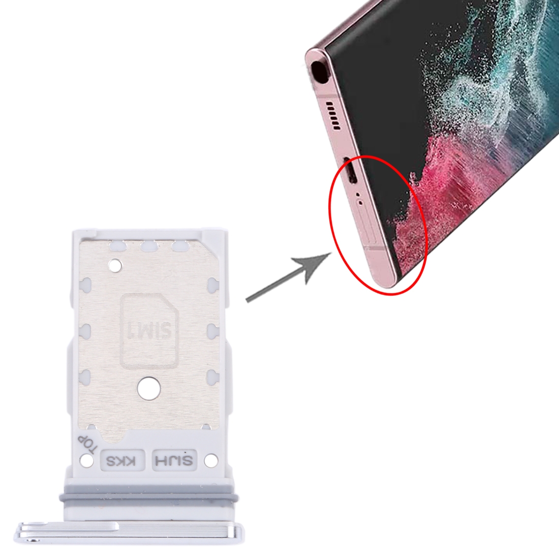 Samsung Galaxy S22 Ultra White SIM Card Tray Original - Image 4