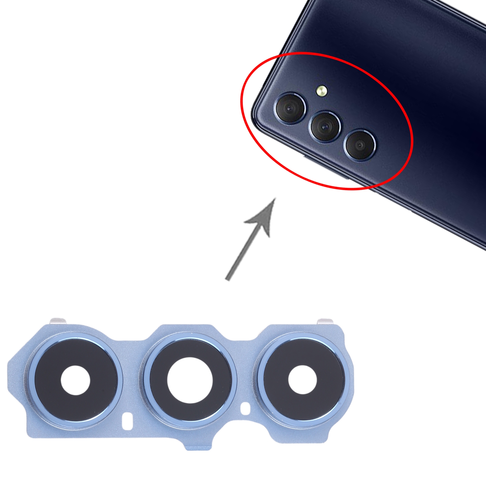 Samsung Galaxy M54 Blue Rear Camera Lens Cover Replacement - Image 3