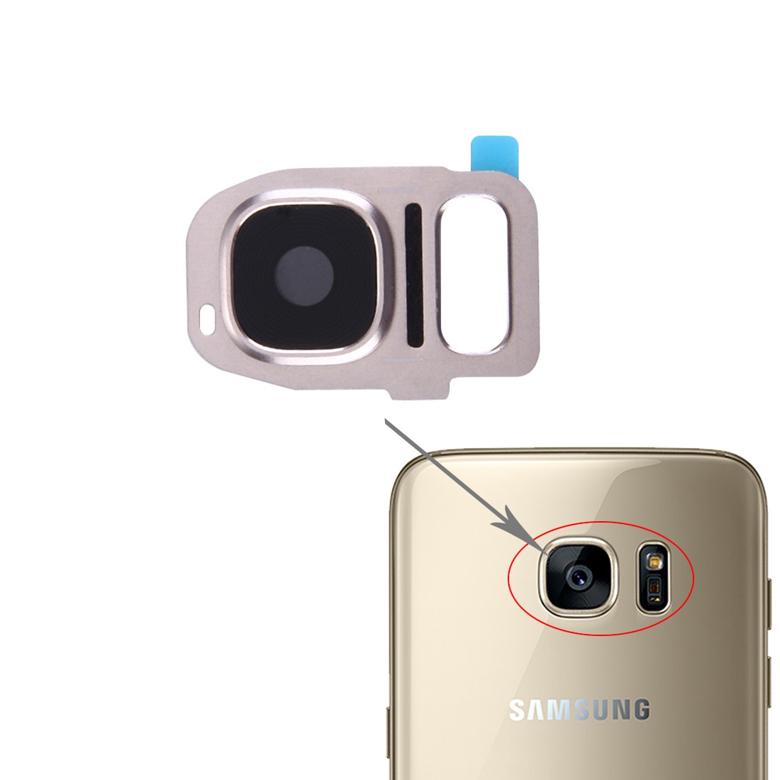 Samsung Galaxy S7 Gold Camera Lens Cover Replacement - Image 3