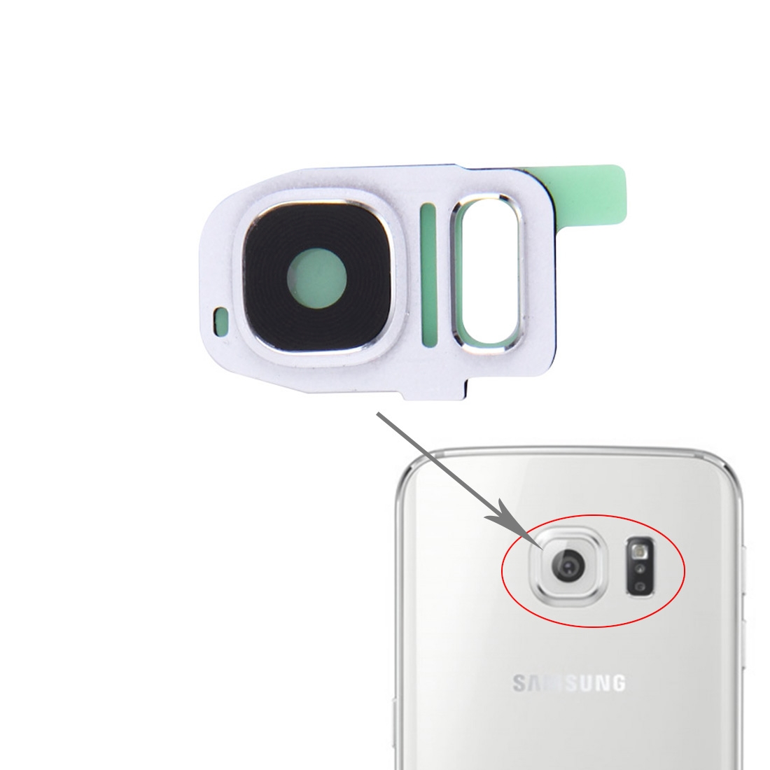 Samsung Galaxy S7 White Rear Camera Lens Cover Replacement - Image 3