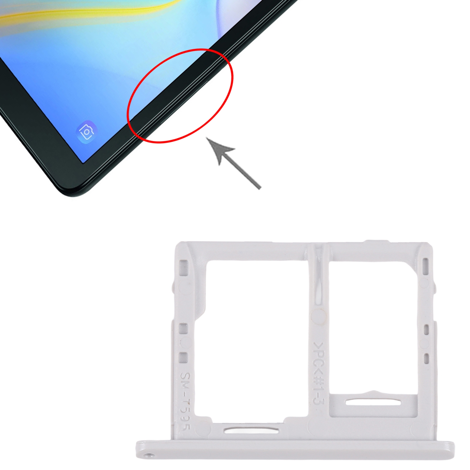 Samsung Galaxy Tab A T595 White SIM Card Tray Replacement - Image 3