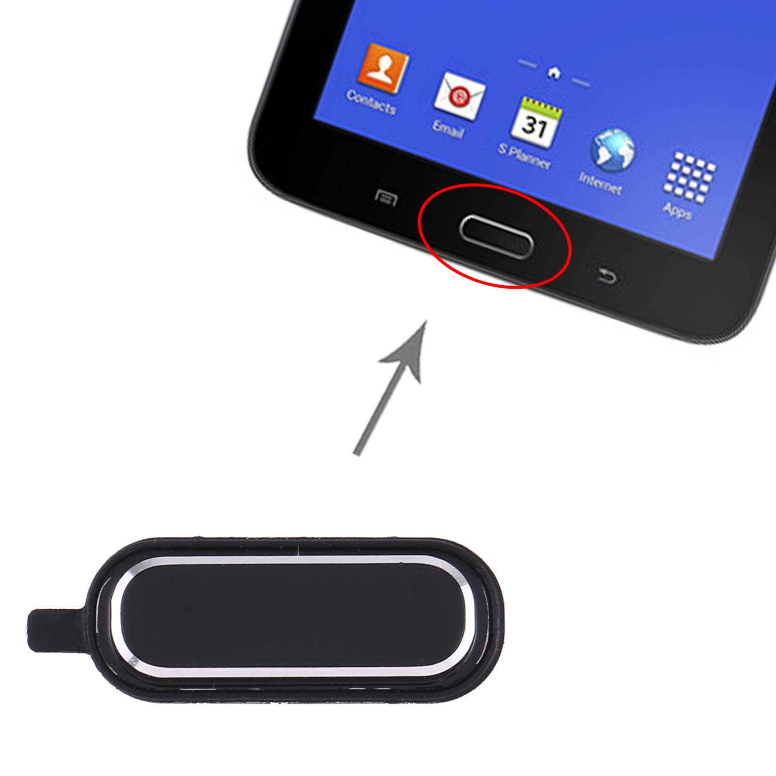 Samsung Galaxy Tab 3 Lite T110 Black Home Key Replacement - Image 3