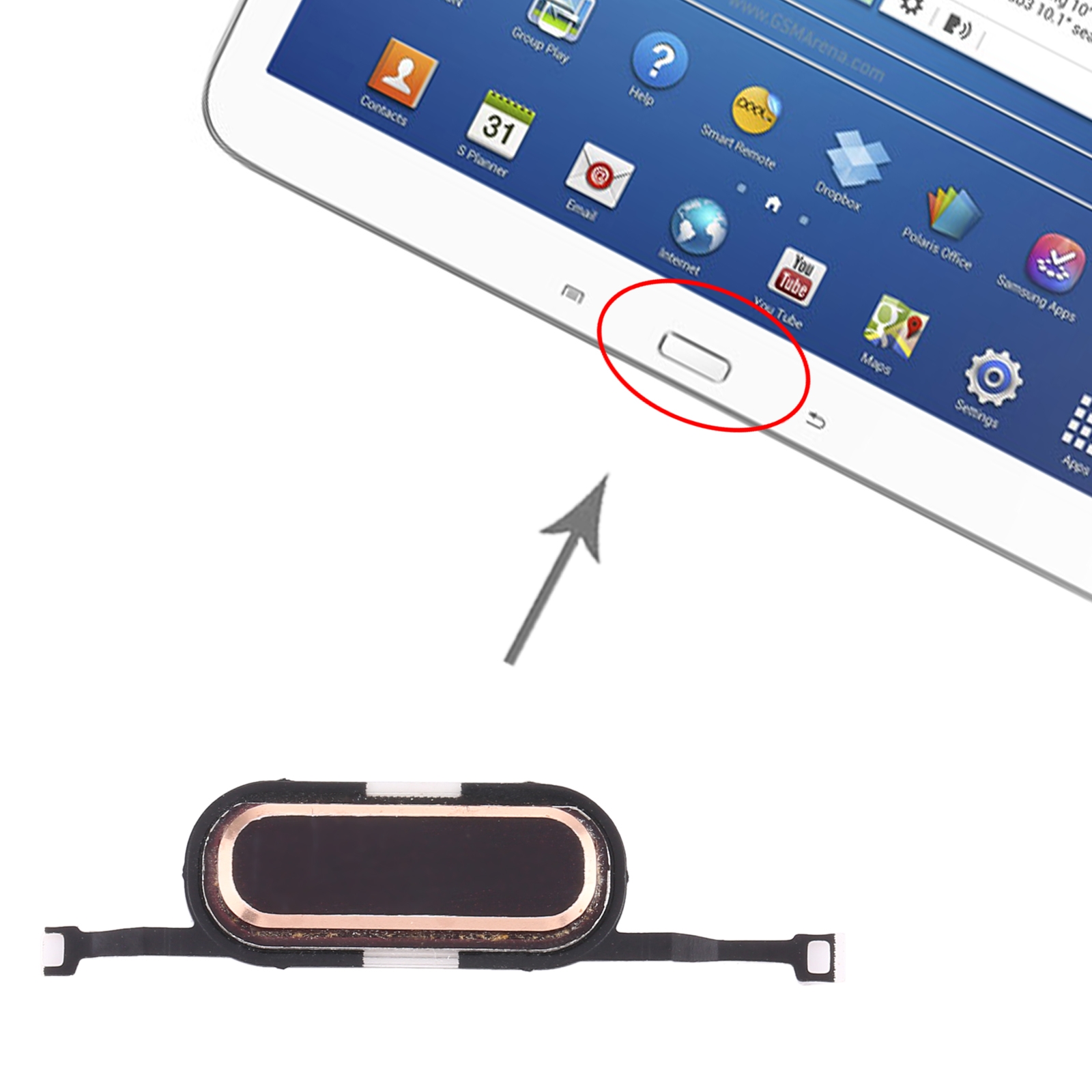 Samsung Galaxy Tab 3 10.1 P5200 Gold Home Key Replacement - Image 3