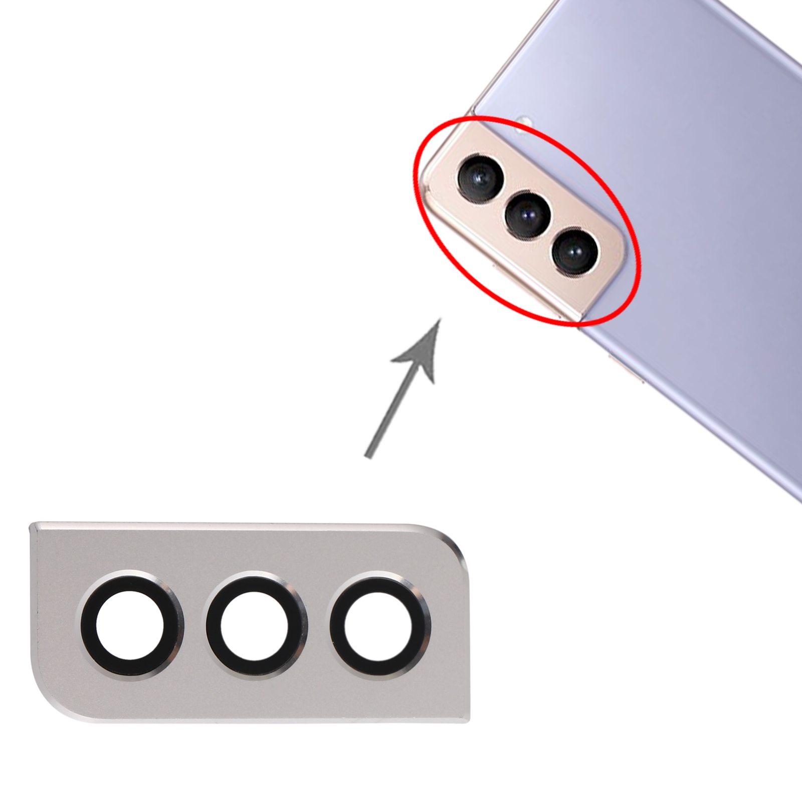 Samsung Galaxy S21+ 5G Silver Camera Lens Cover Replacement - Image 3