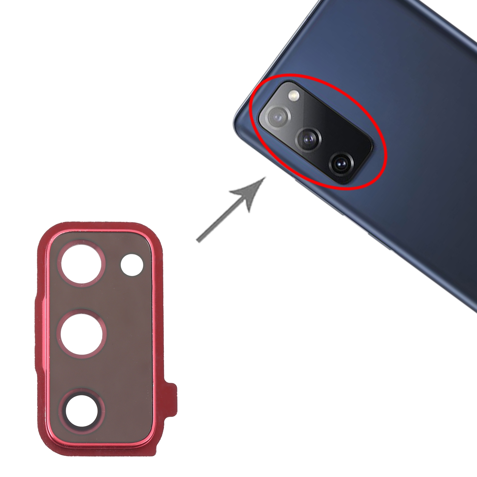Samsung Galaxy S20 FE Red Camera Lens Cover Replacement - Image 3