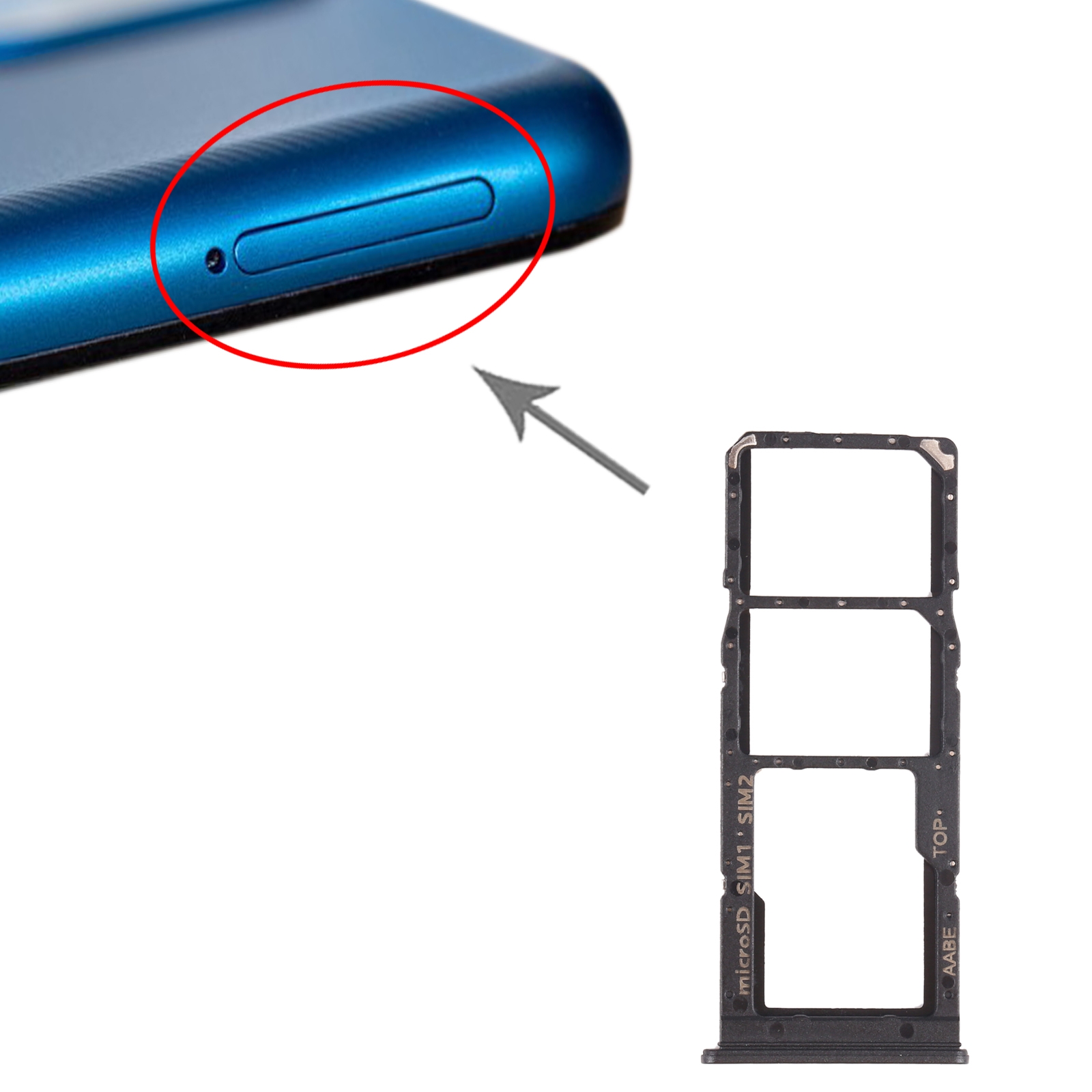 Samsung Galaxy A12 Black SIM Card Tray - Compatible Replacement - Image 3