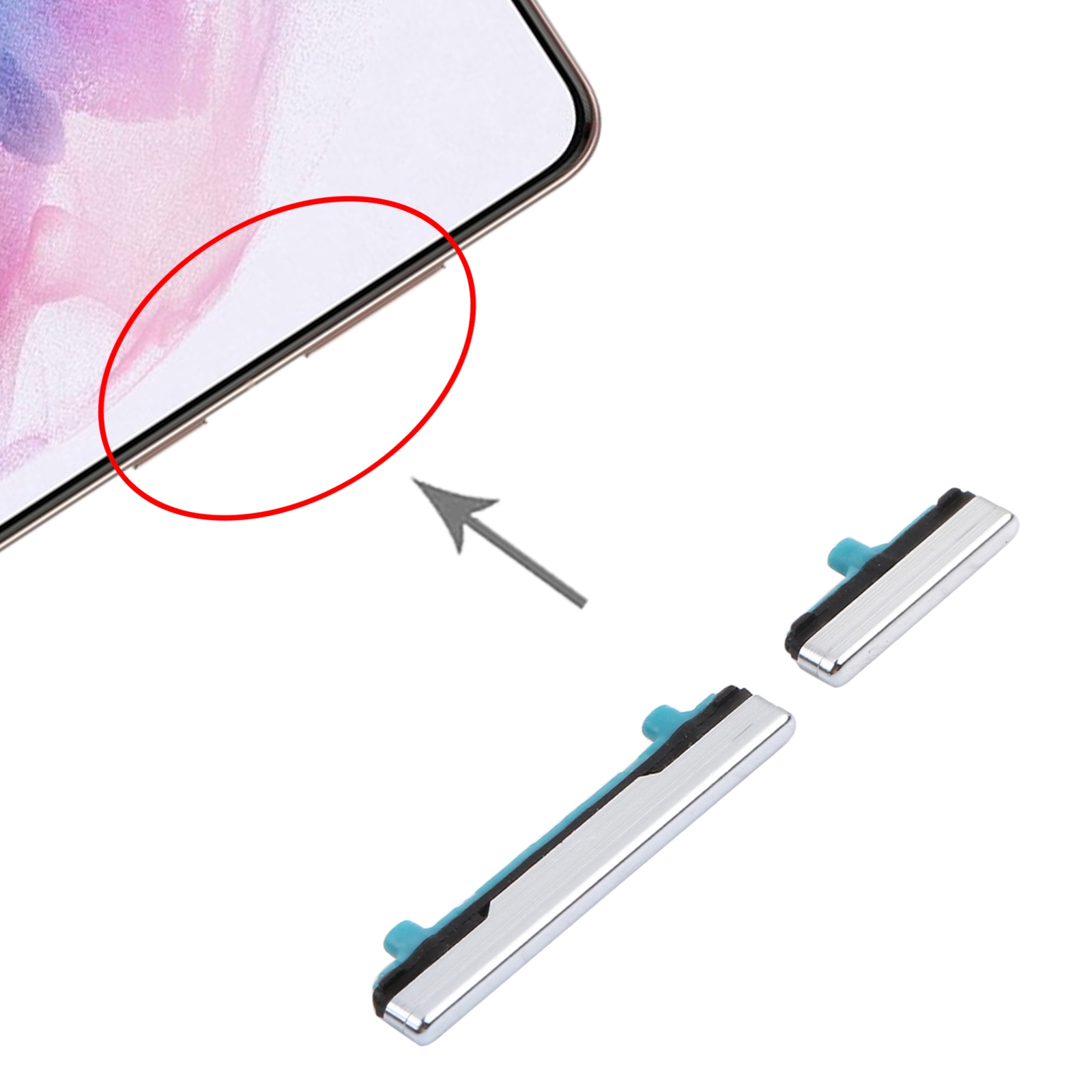Samsung Galaxy S21+ 5G Silver Side Button Replacement - Image 3