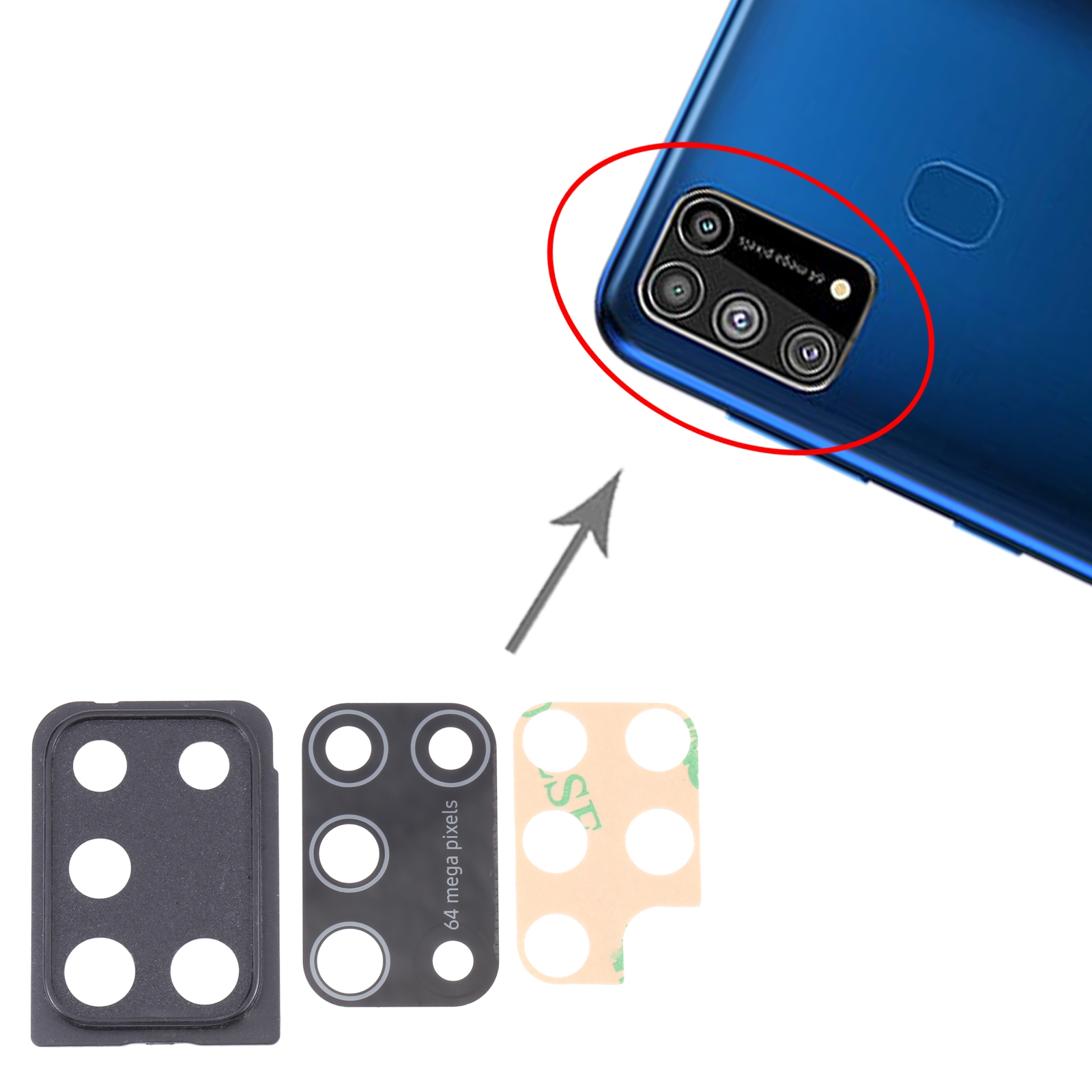 Samsung Galaxy M31 Black Camera Lens Cover Replacement - Image 3