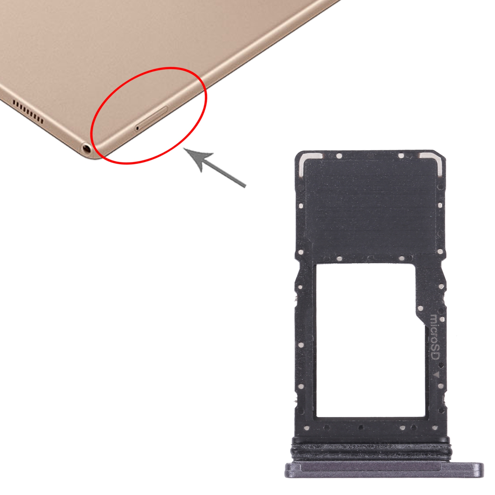 Samsung Galaxy Tab A7 SM-T505 Black Micro SD Card Tray Replacement - Image 3