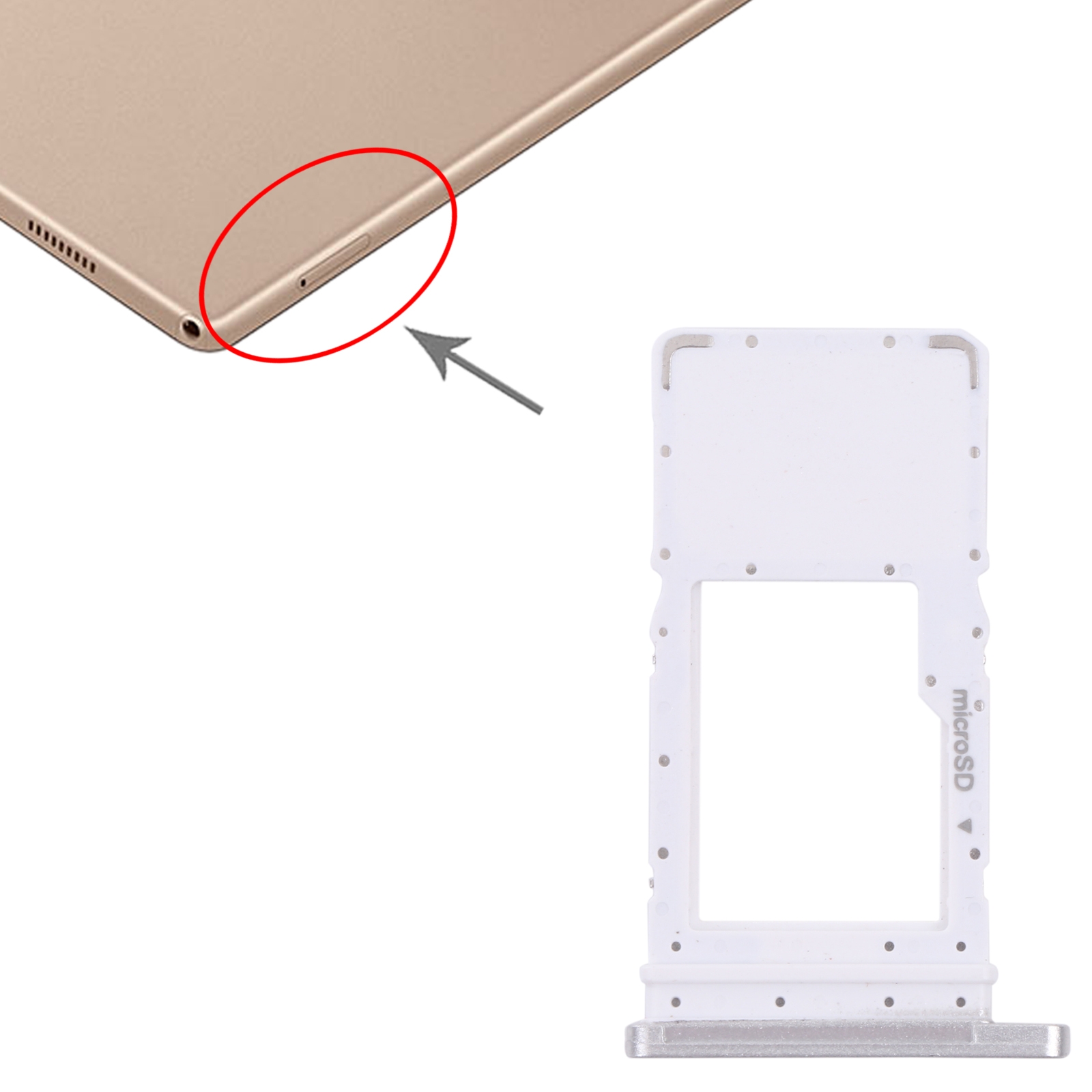 Samsung Galaxy Tab A7 SM-T505 White SD Card Tray Replacement - Image 3