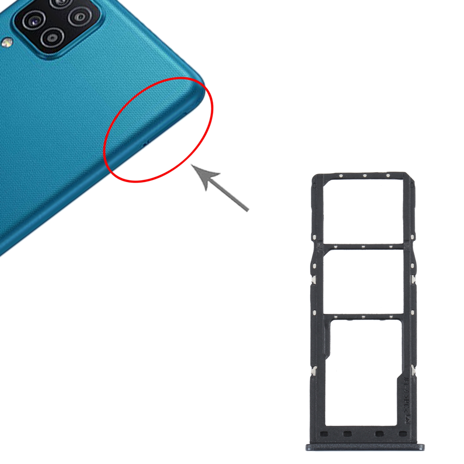 Samsung Galaxy M12 SM-M127 Black SIM Card Tray Replacement - Image 3