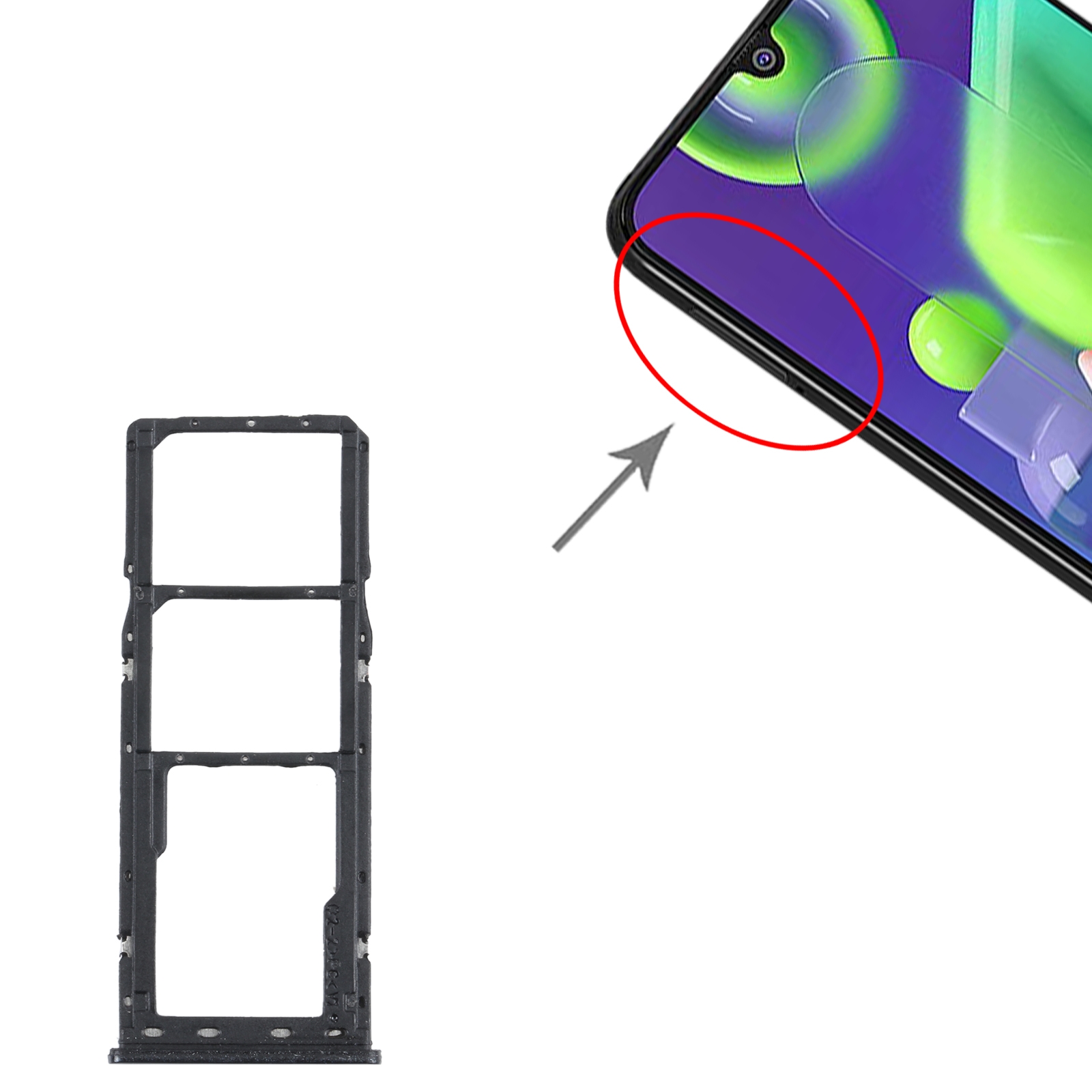 Samsung Galaxy M21 SM-M215 Black SIM Card Tray Replacement - Image 3