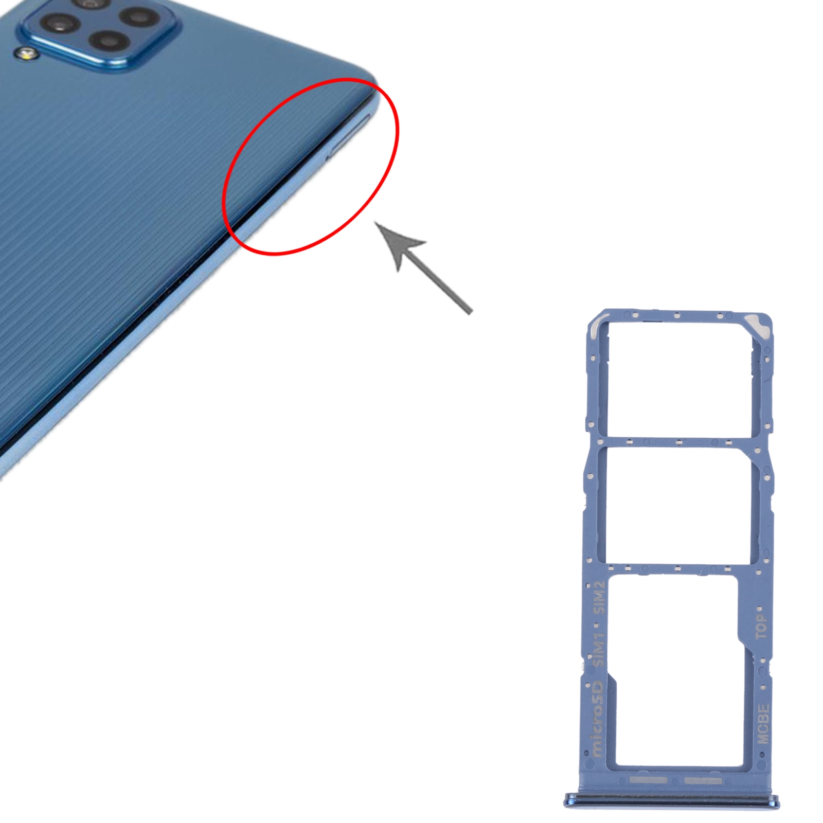 Samsung Galaxy M32 5G SM-M326B Blue SIM Card Tray Replacement - Image 3