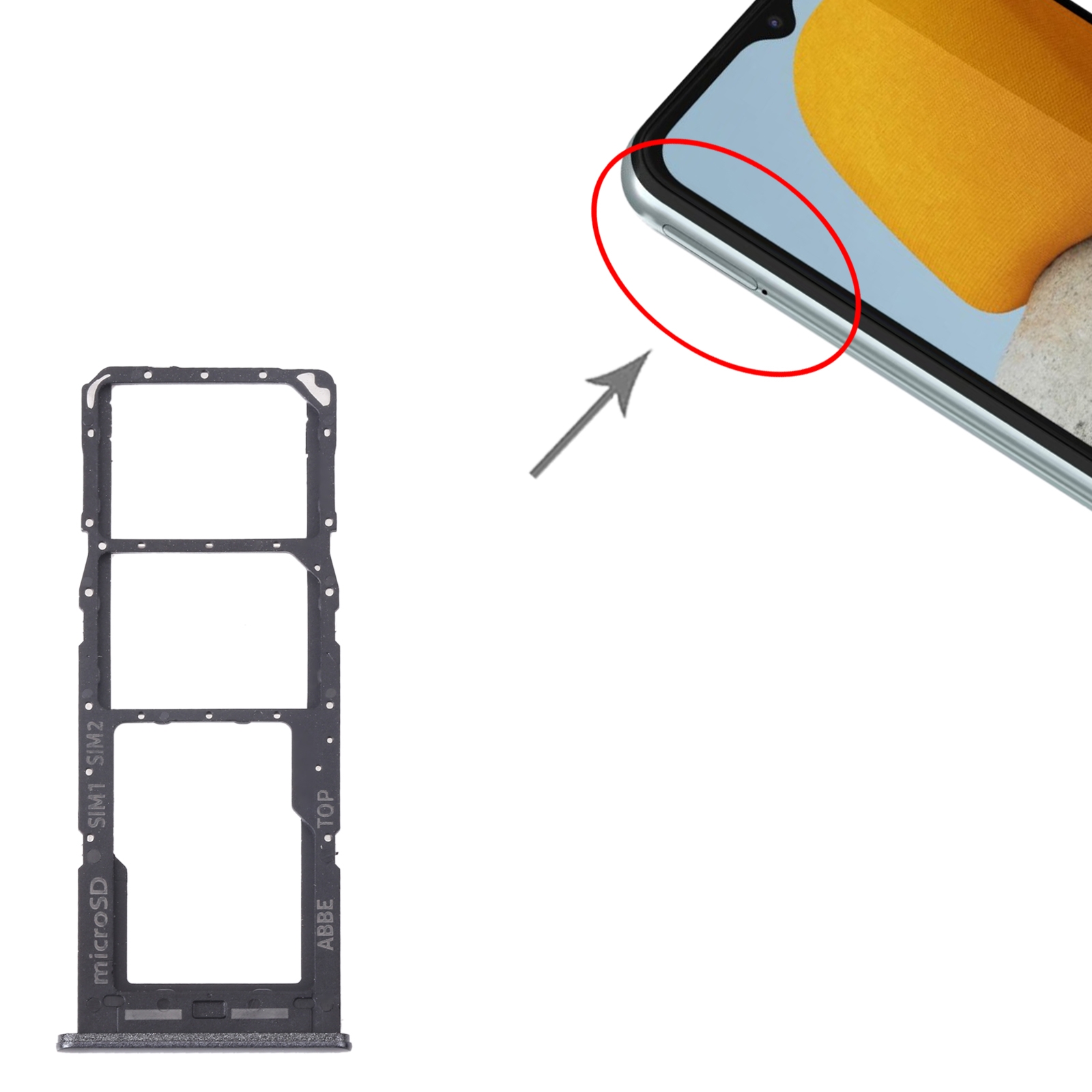 Samsung Galaxy M23 SM-M236B Black SIM Card Tray Replacement - Image 3