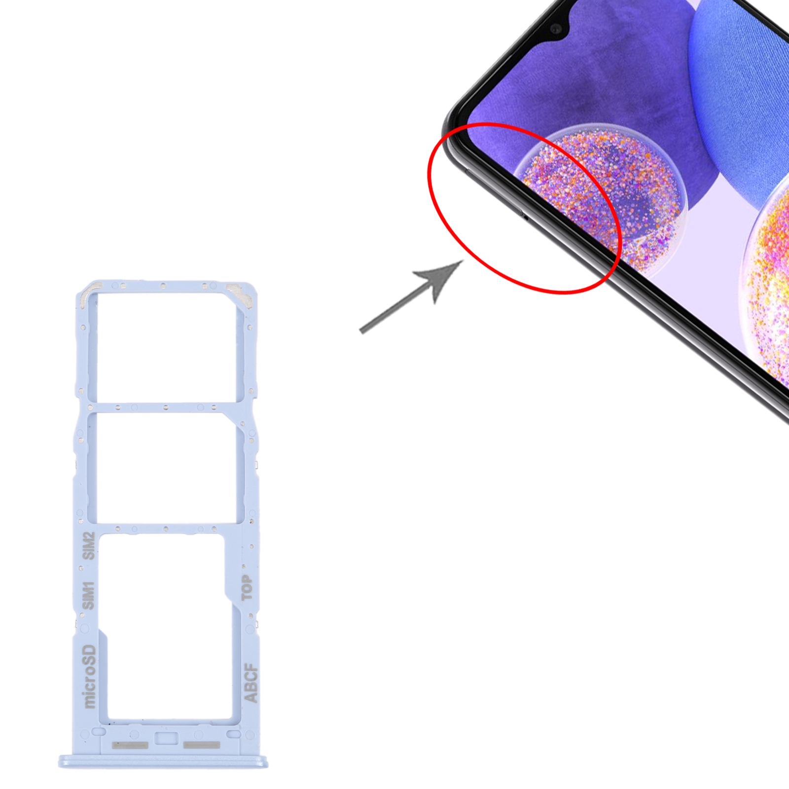 Samsung Galaxy A23 5G Blue SIM Card Tray - Compatible Replacement - Image 3