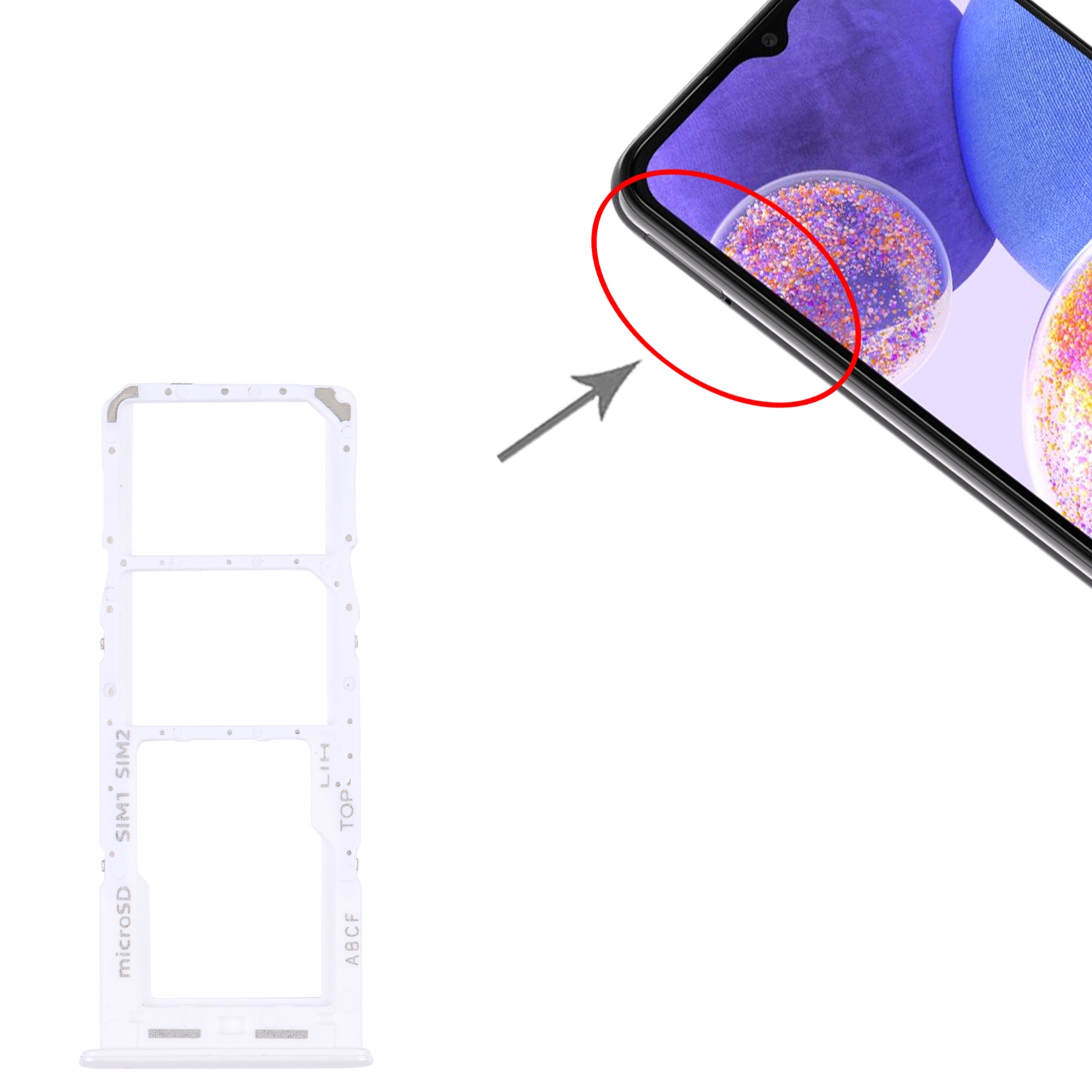 Samsung Galaxy A23 5G SIM Card Tray White - Quality Replacement - Image 3