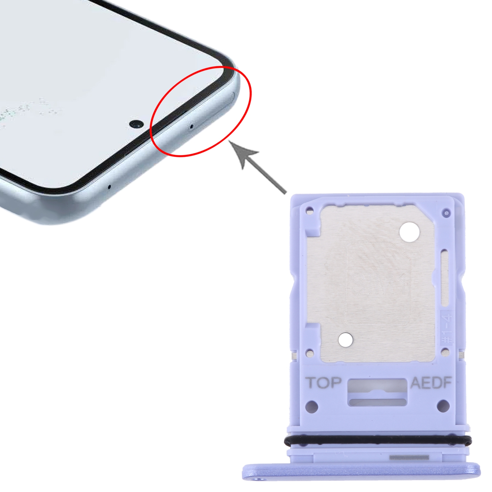 Purple SIM Card Tray for Samsung Galaxy A54 SM-A546 - Image 3