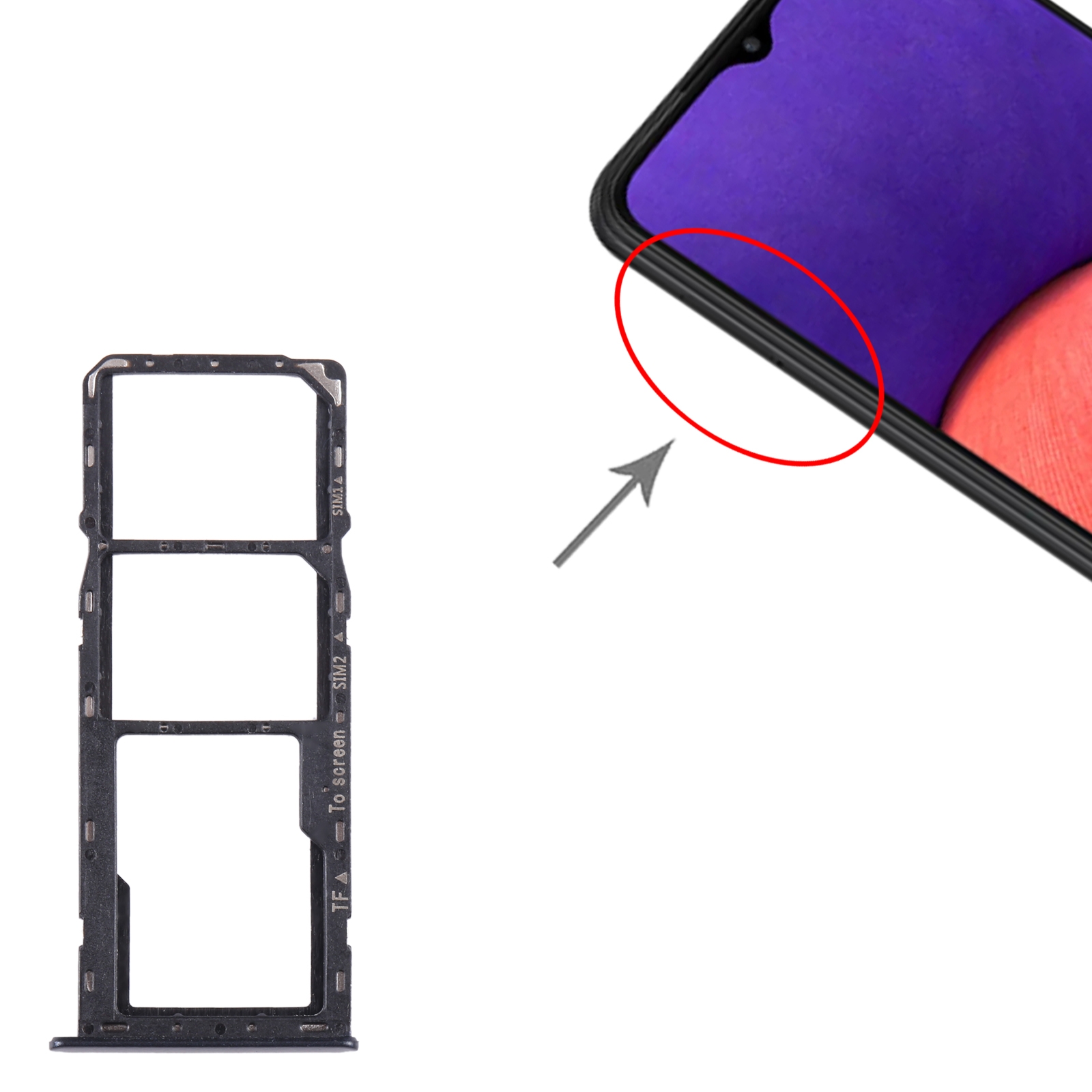 Samsung Galaxy A22 5G SIM Card Tray Black - Quality Replacement - Image 3