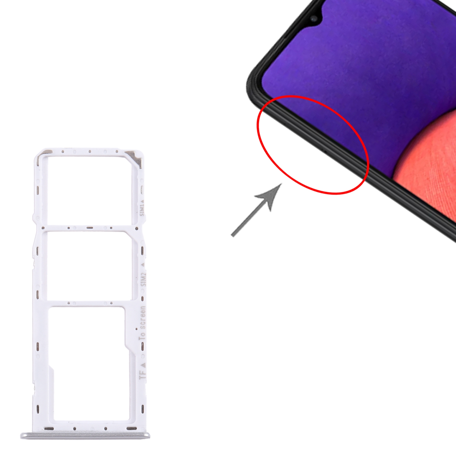 Samsung Galaxy A22 5G SIM Card Tray Silver - Quality Replacement - Image 3
