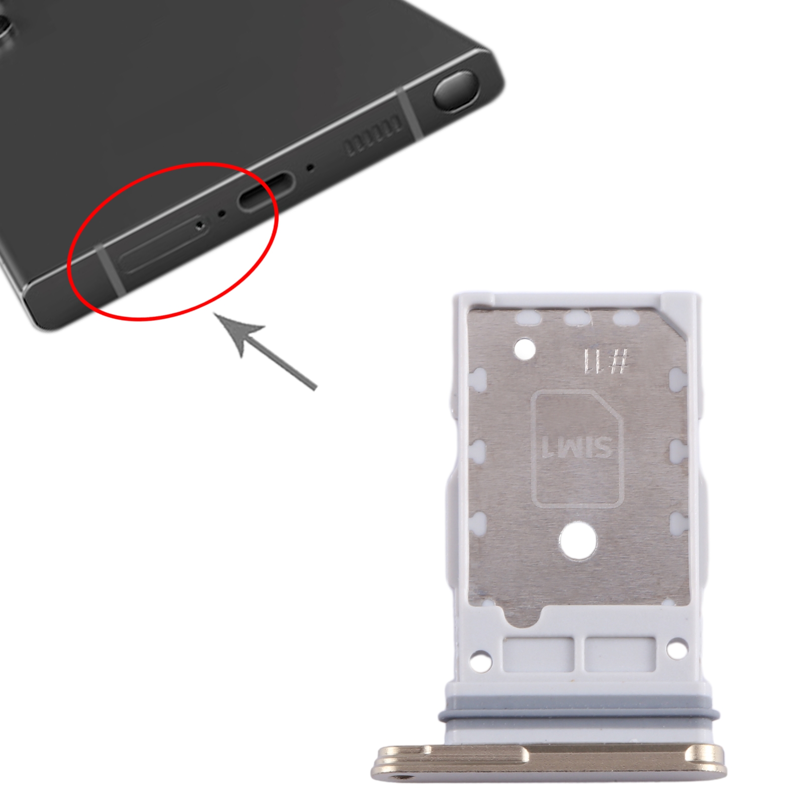 Samsung Galaxy S24 Ultra Gold SIM Card Tray Replacement - Image 3
