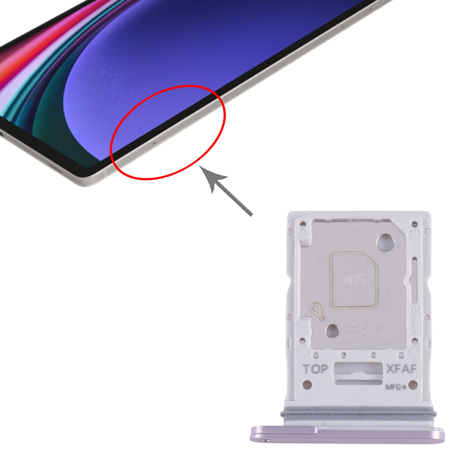 Samsung Galaxy Tab S9 Ultra SM-X916 Purple SIM Card Tray Replacement - Image 3