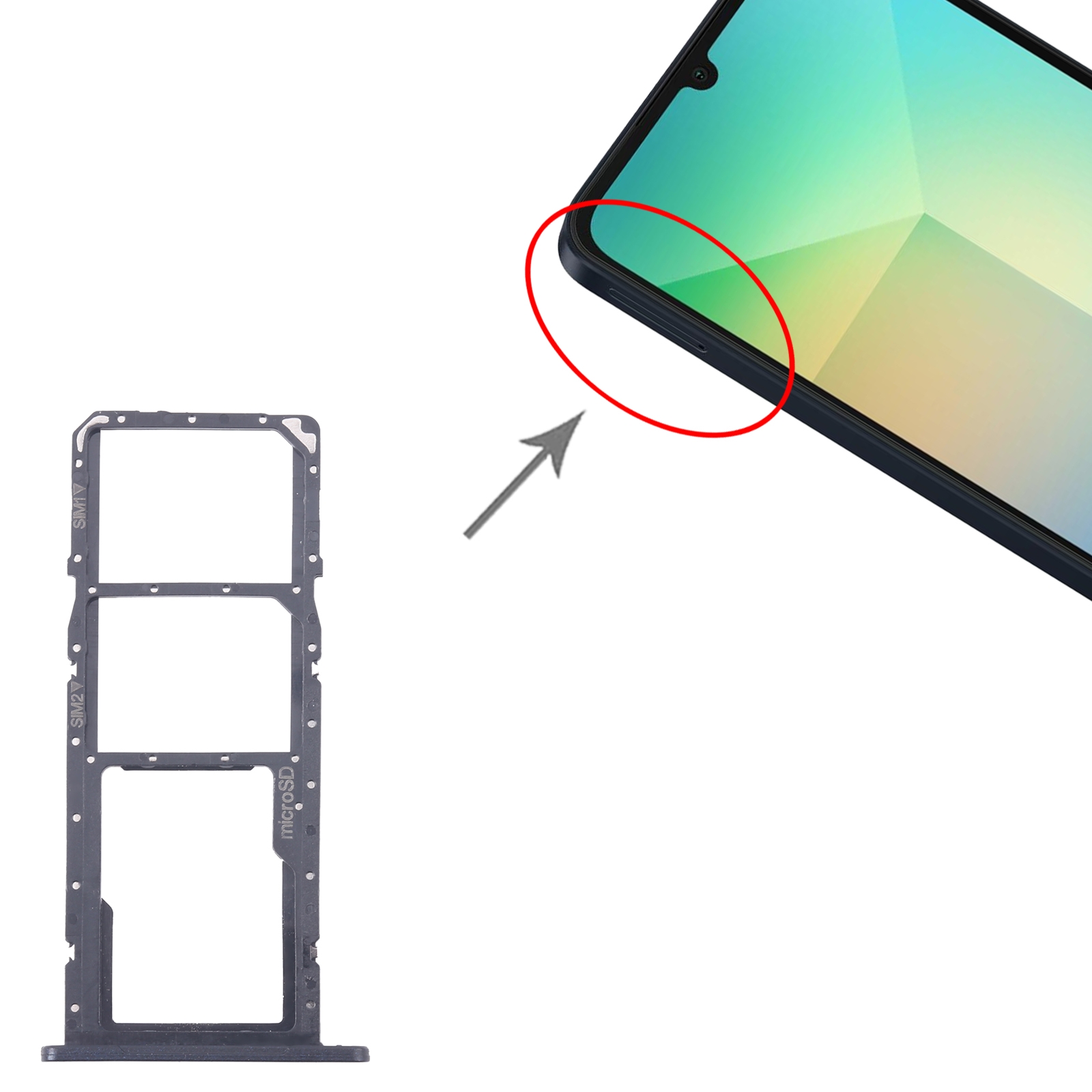 Samsung Galaxy A06 SIM Card Tray Black - Quality Replacement - Image 3