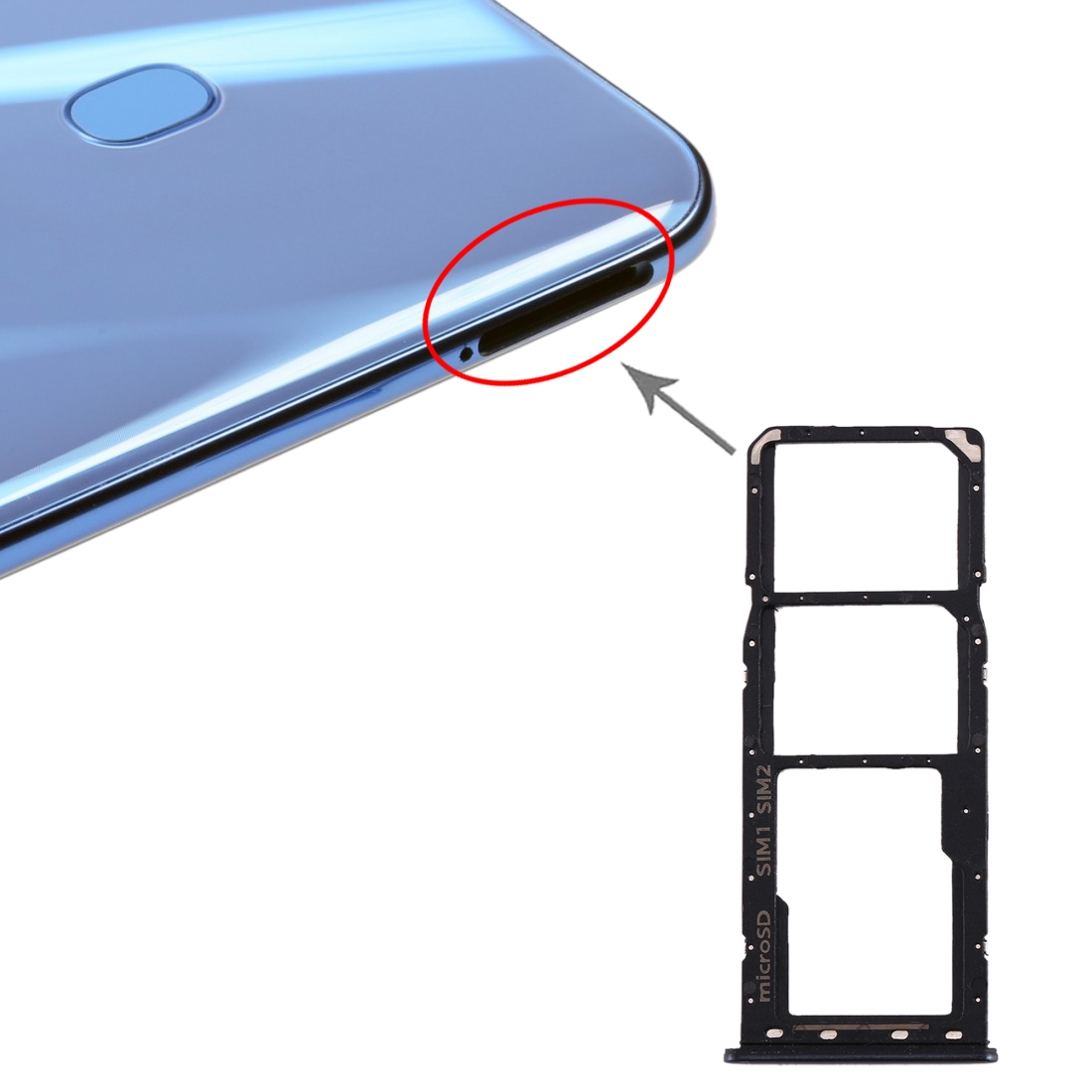 Samsung Galaxy A20 A30 A50 Black SIM Card Tray Replacement - Image 4