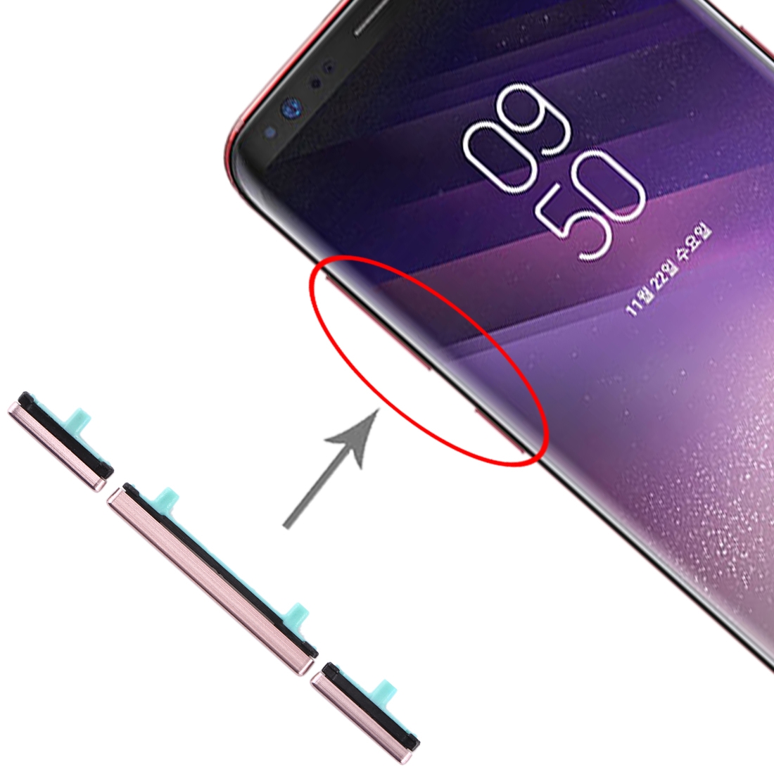 Samsung Galaxy S8 Pink Side Keys Replacement - Image 4