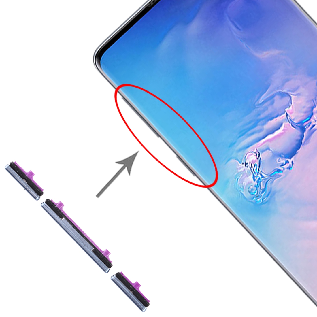 Samsung Galaxy S10 Blue Side Buttons Replacement - Image 4