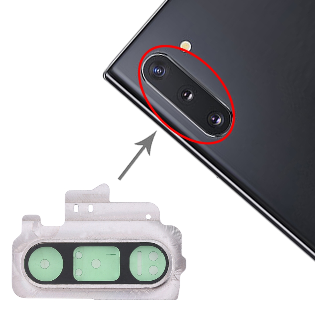 Samsung Galaxy Note 10 Silver Camera Lens Cover Replacement - Image 4