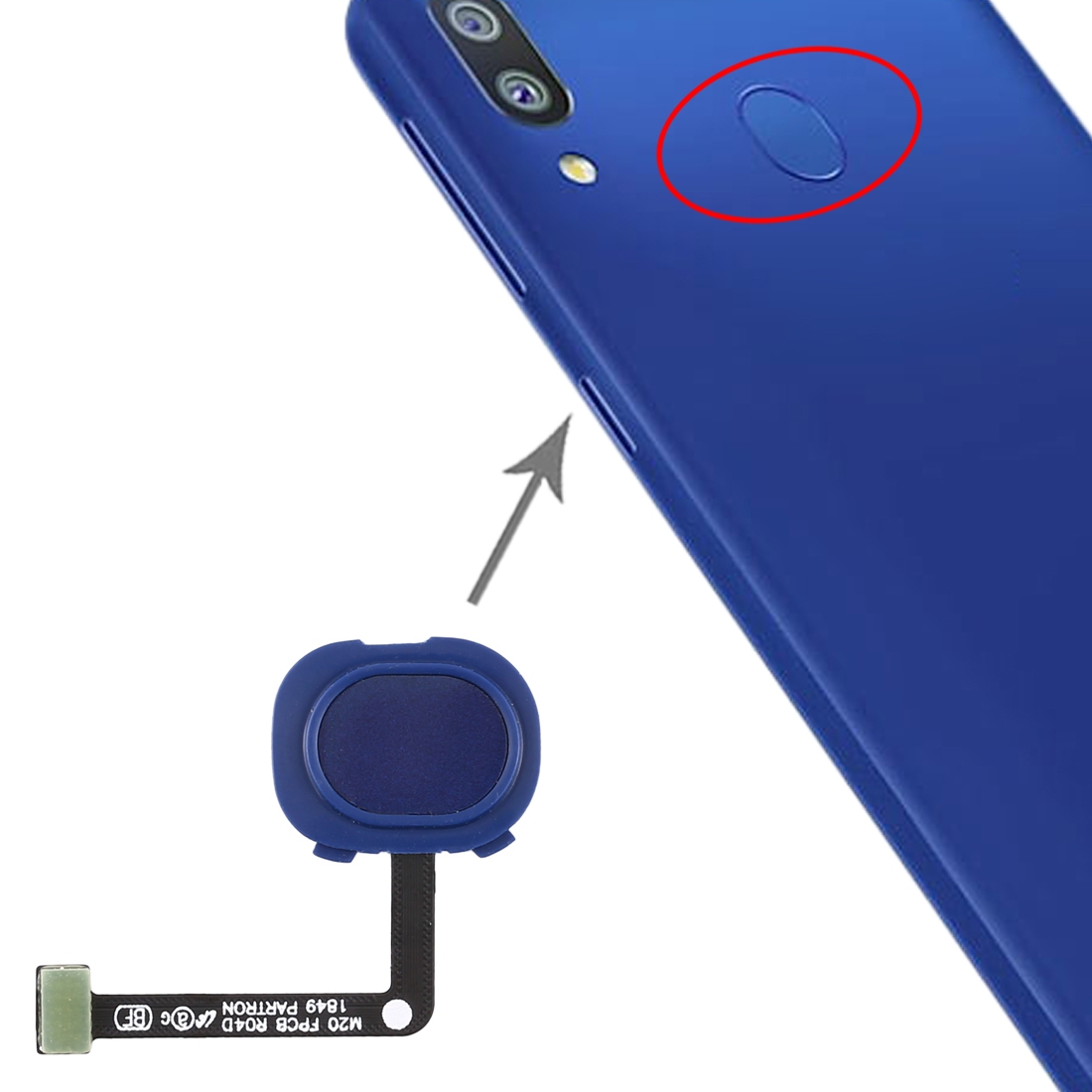 Samsung Galaxy M20 Blue Fingerprint Sensor Flex Cable Replacement - Image 4