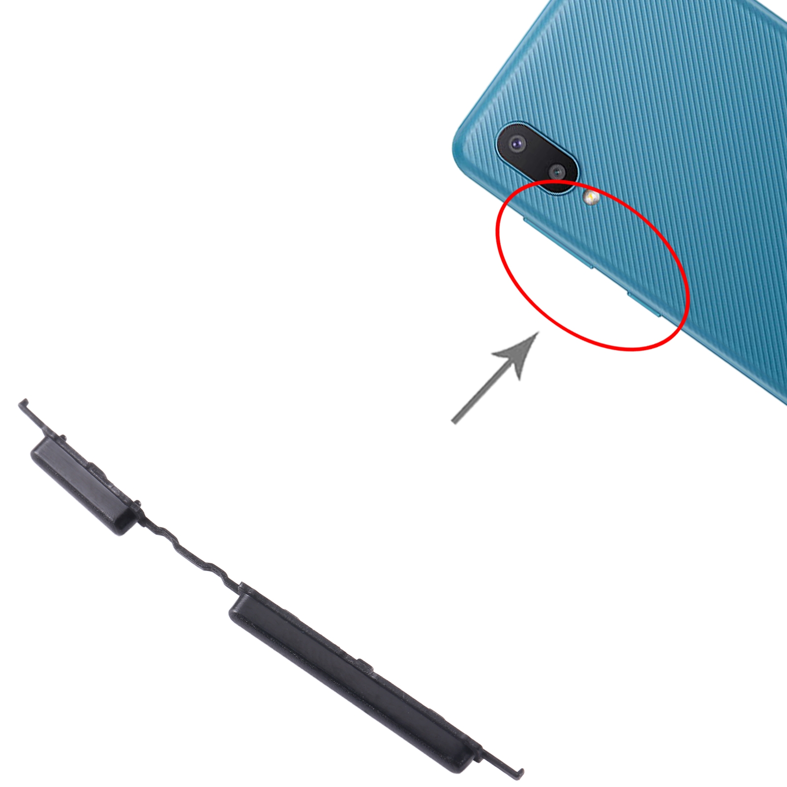 Samsung Galaxy A02 Black Power Button Volume Button Replacement - Image 3