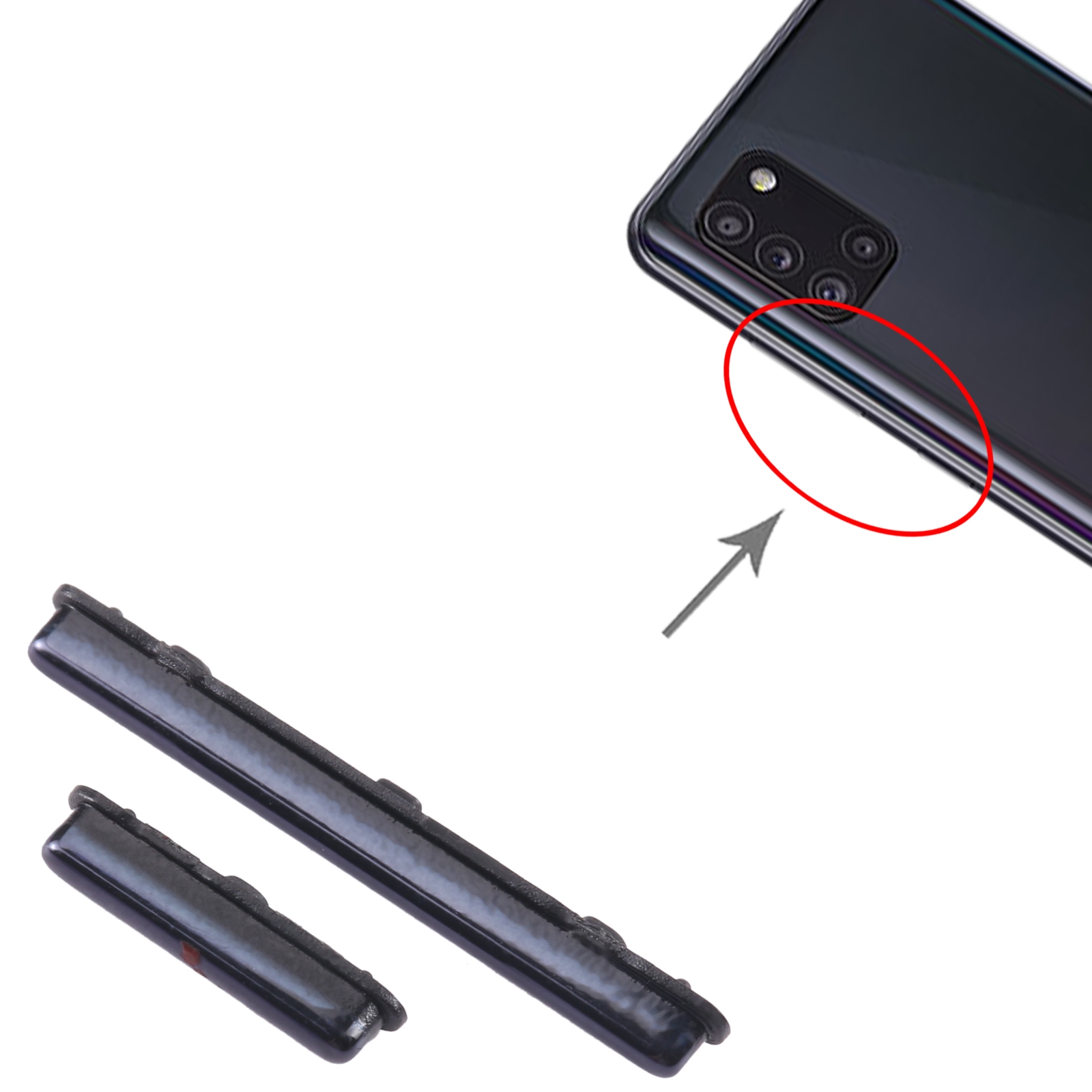 Samsung Galaxy A31 Black Power Button Volume Button Replacement - Image 3