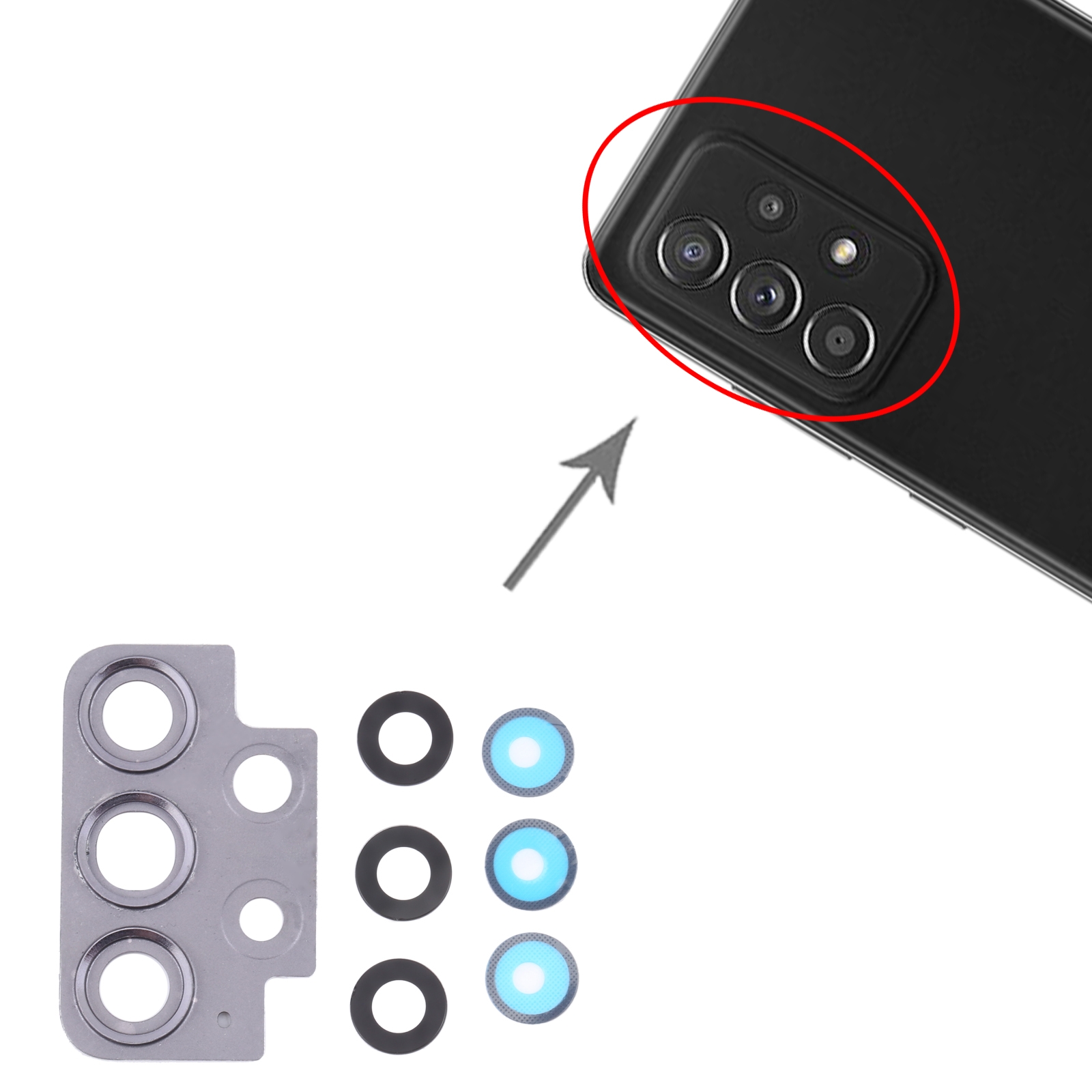 Samsung Galaxy A52 Black Camera Lens Cover Replacement - Image 3
