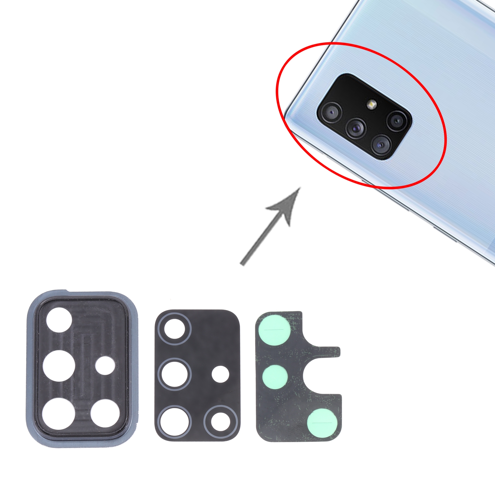 Samsung Galaxy A71 5G Black Camera Lens Cover Replacement - Image 3
