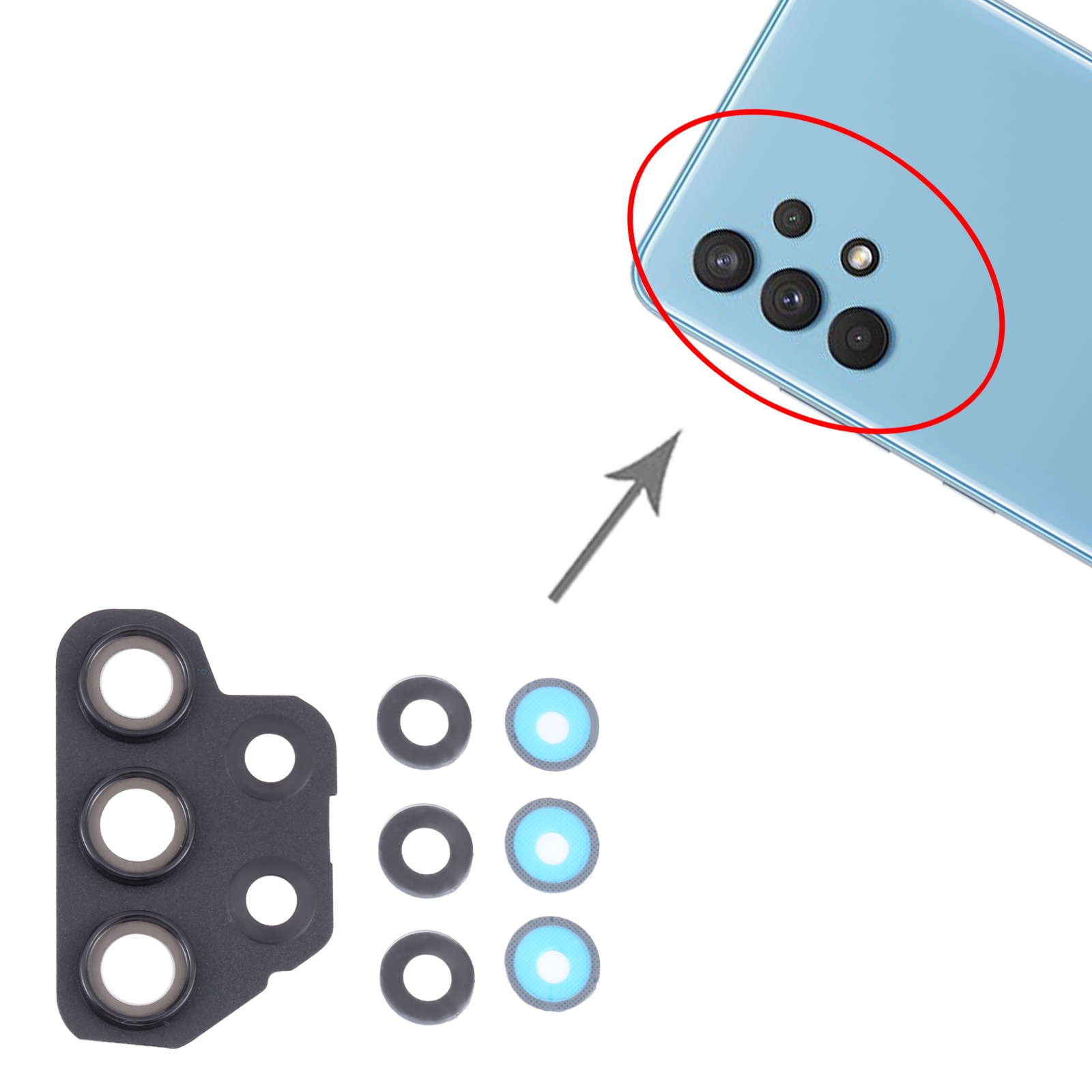 Samsung Galaxy A32 Black Camera Lens Cover Replacement - Image 3