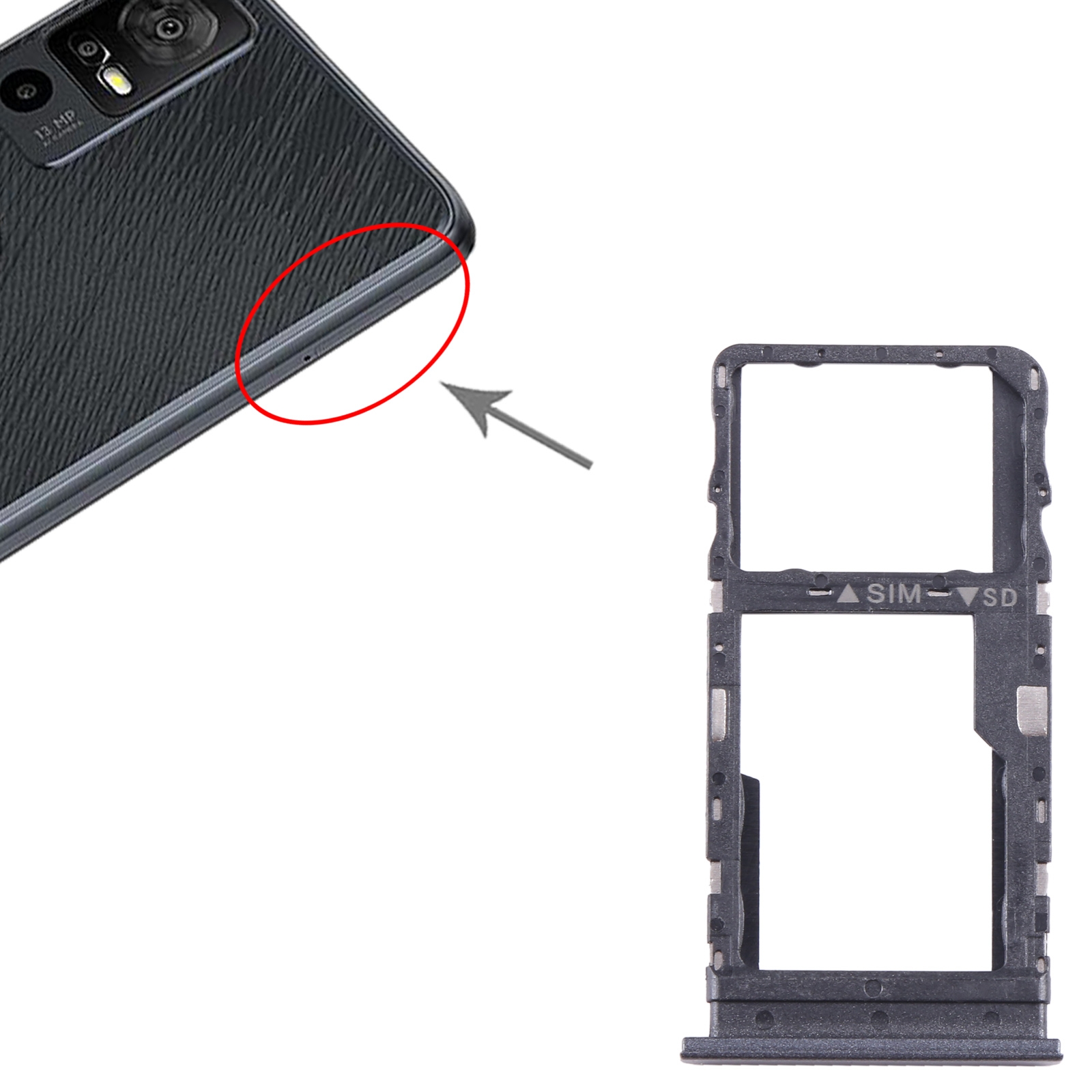 TCL 40 R 5G Black SIM Card Tray Replacement - Image 4