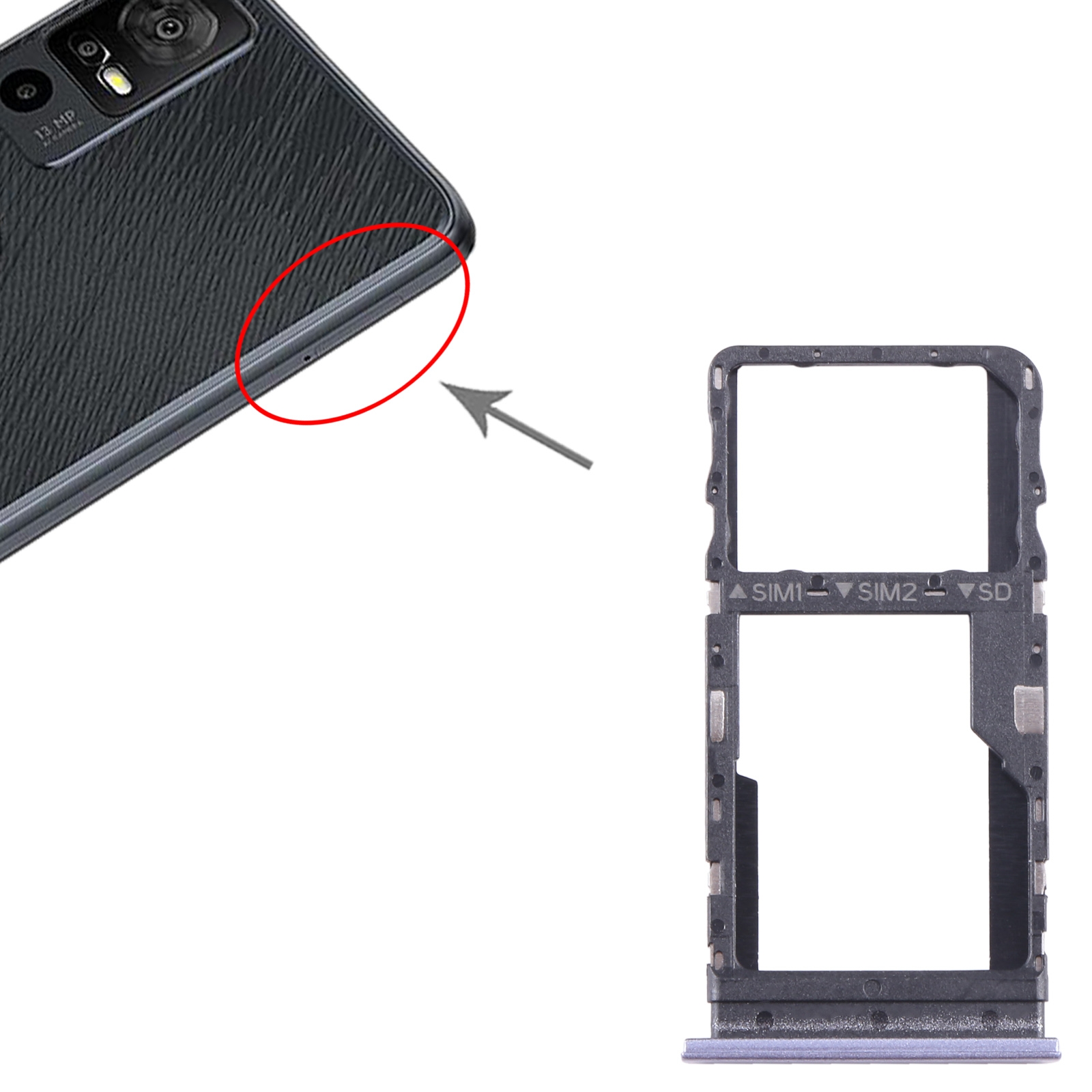 TCL 40 R 5G Purple SIM Card Tray Replacement - Image 4