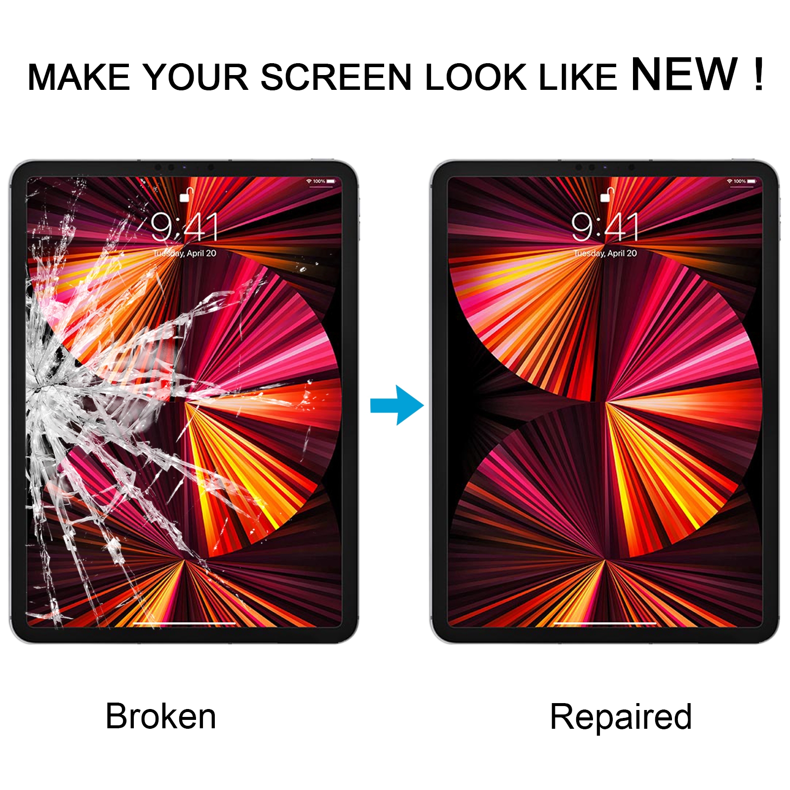 iPad Pro 11 2021 2022 Black Front Screen Glass Replacement - Image 5