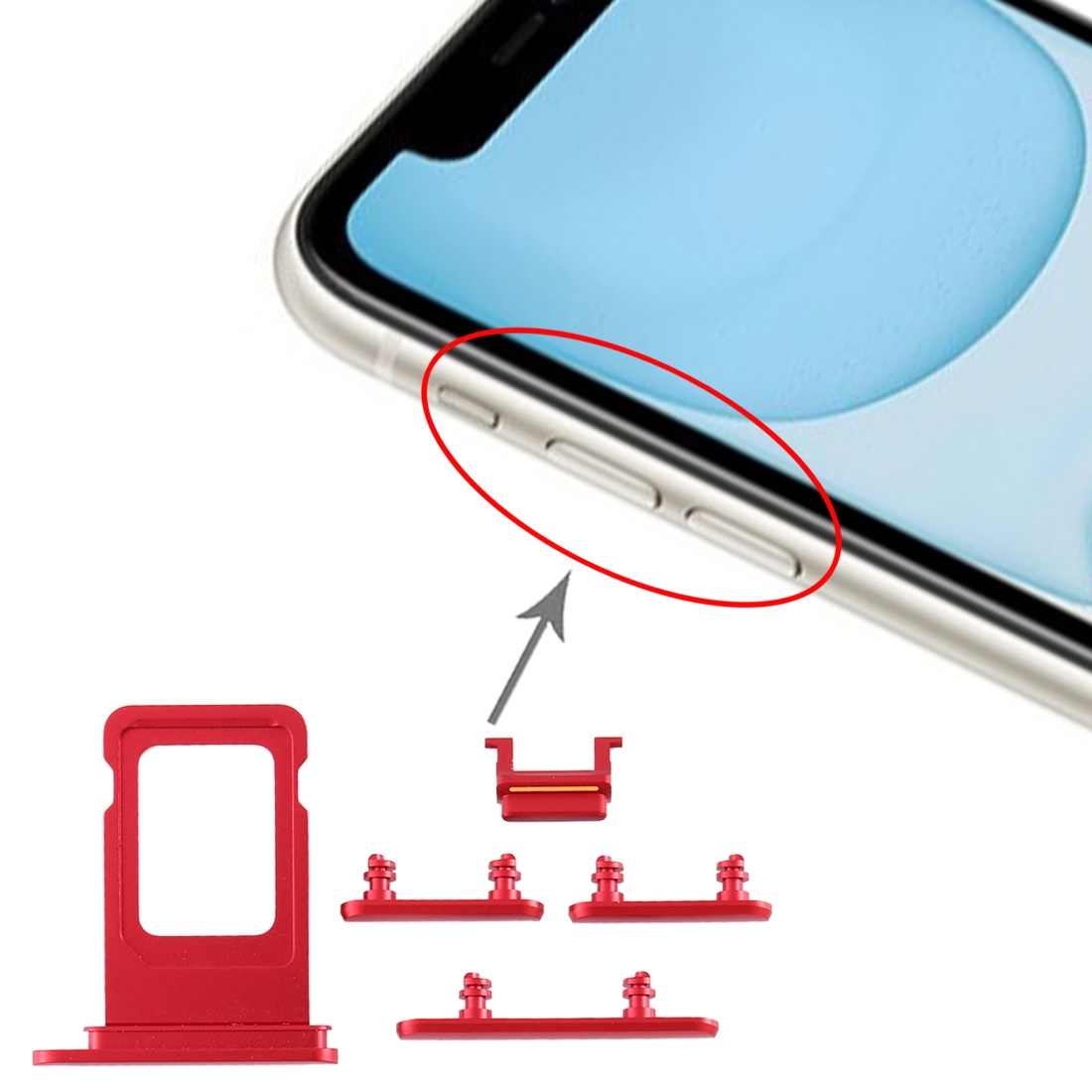 iPhone 11 Red SIM Card Tray and Side Key Replacement - Image 4