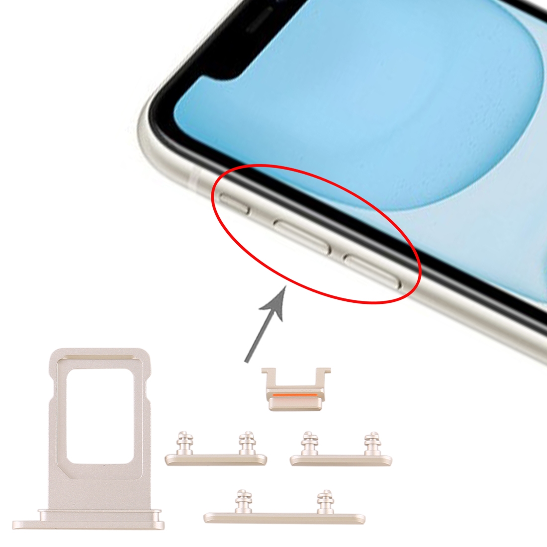 iPhone 11 White SIM Card Tray and Side Key Replacement - Image 4