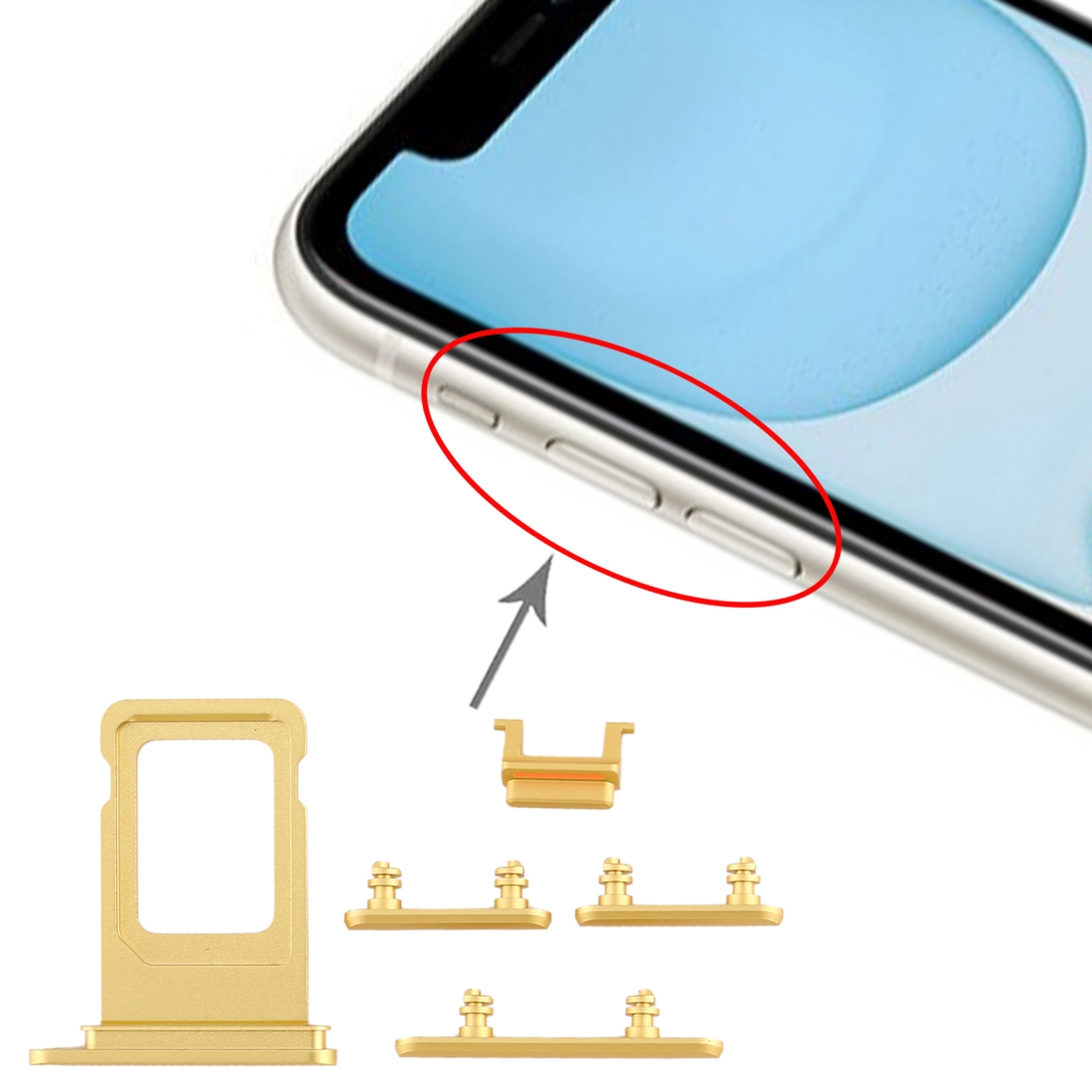 iPhone 11 Yellow SIM Card Tray Side Key Replacement - Image 4