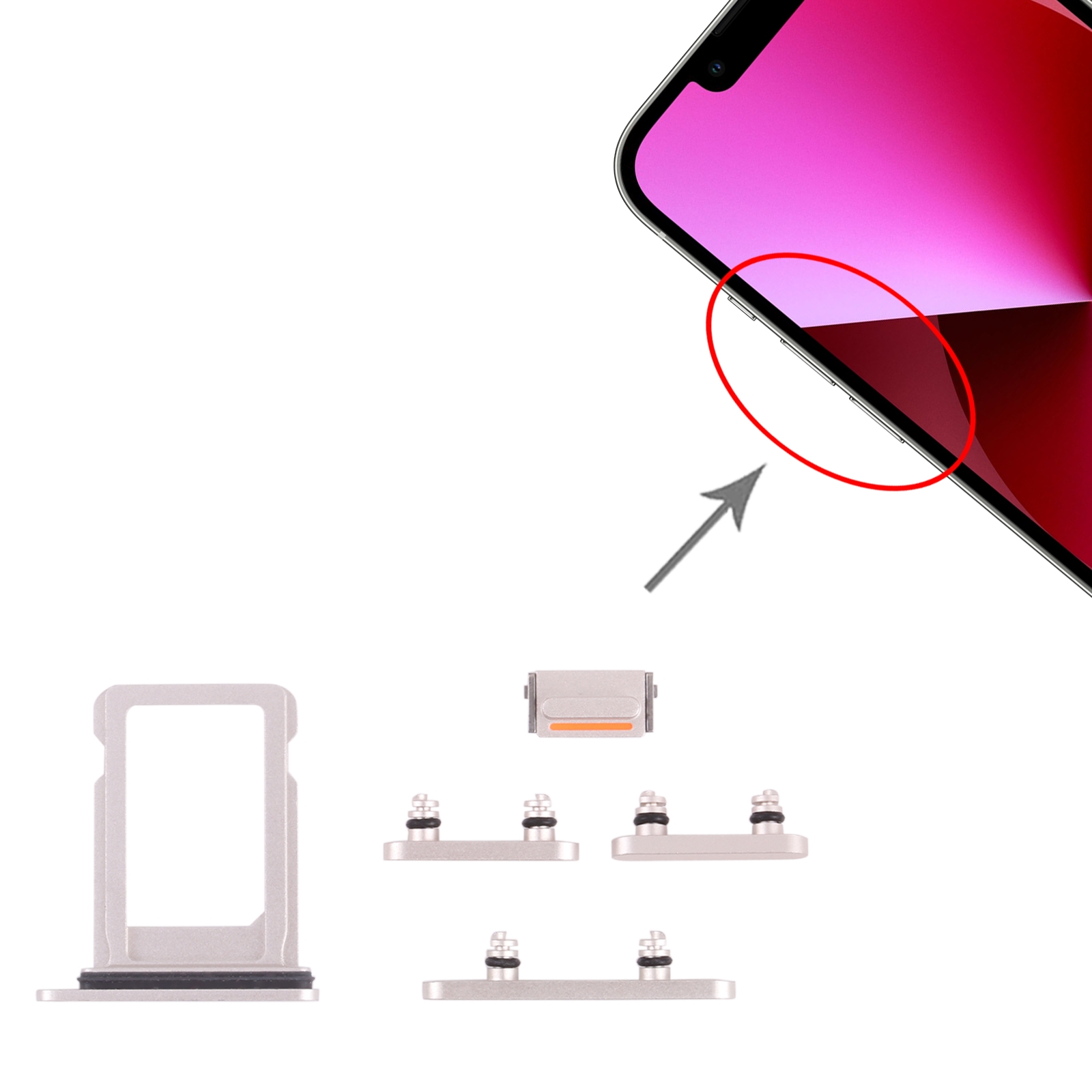 iPhone 13 Starlight SIM Card Tray Side Keys Replacement - Image 3
